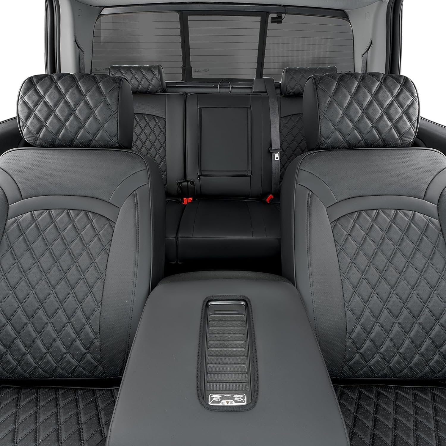 Full Coverage Full Set Seat Covers for Chevy Silverado GMC Sierra 2014-2018 1500 Crew Cab 2015-2018 2500HD 3500HD,for Chevrolet Truck Car Interior Accessories Black