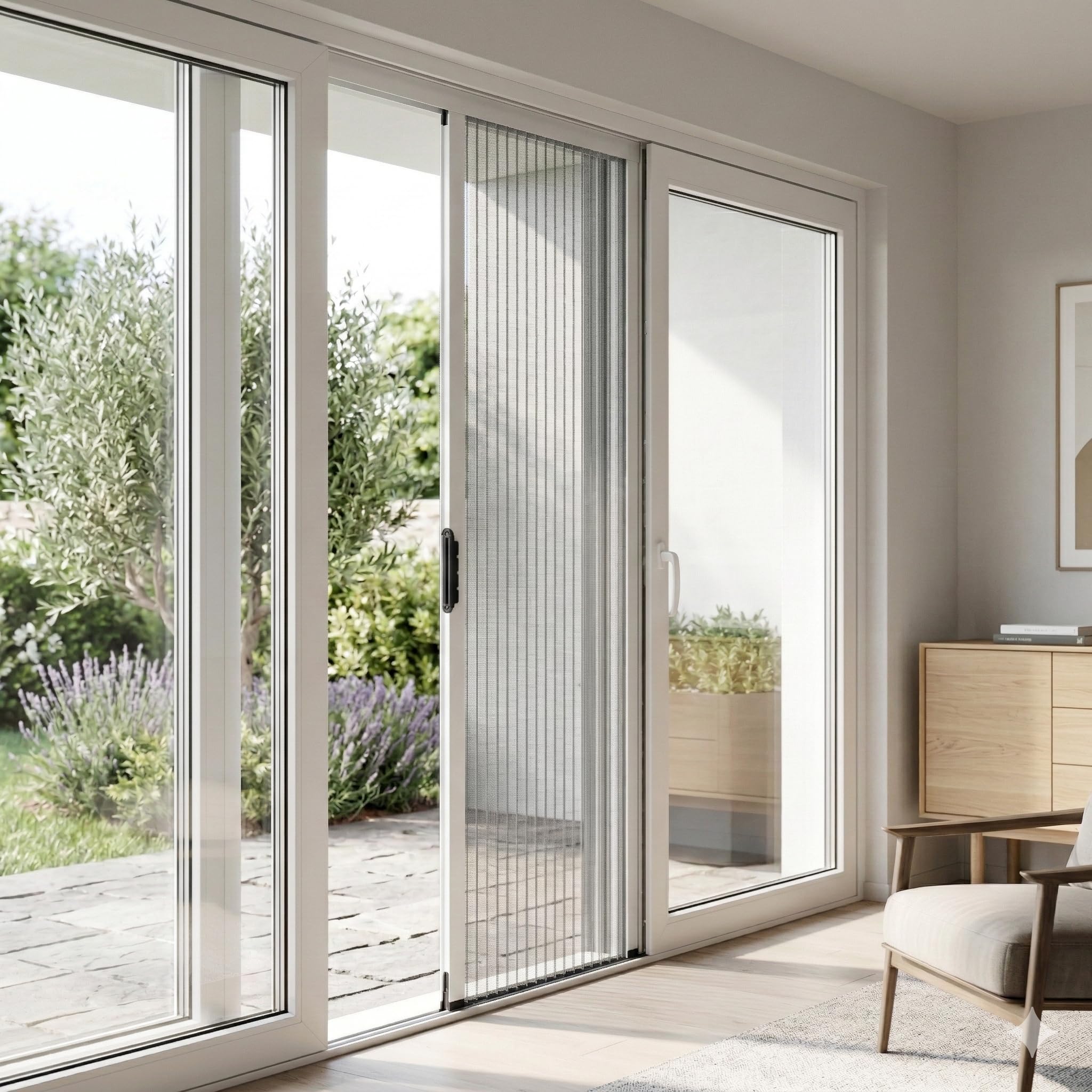 Zanzariera Plissettata Porta Finestra 120x240 cm diversi colori (Bianco)