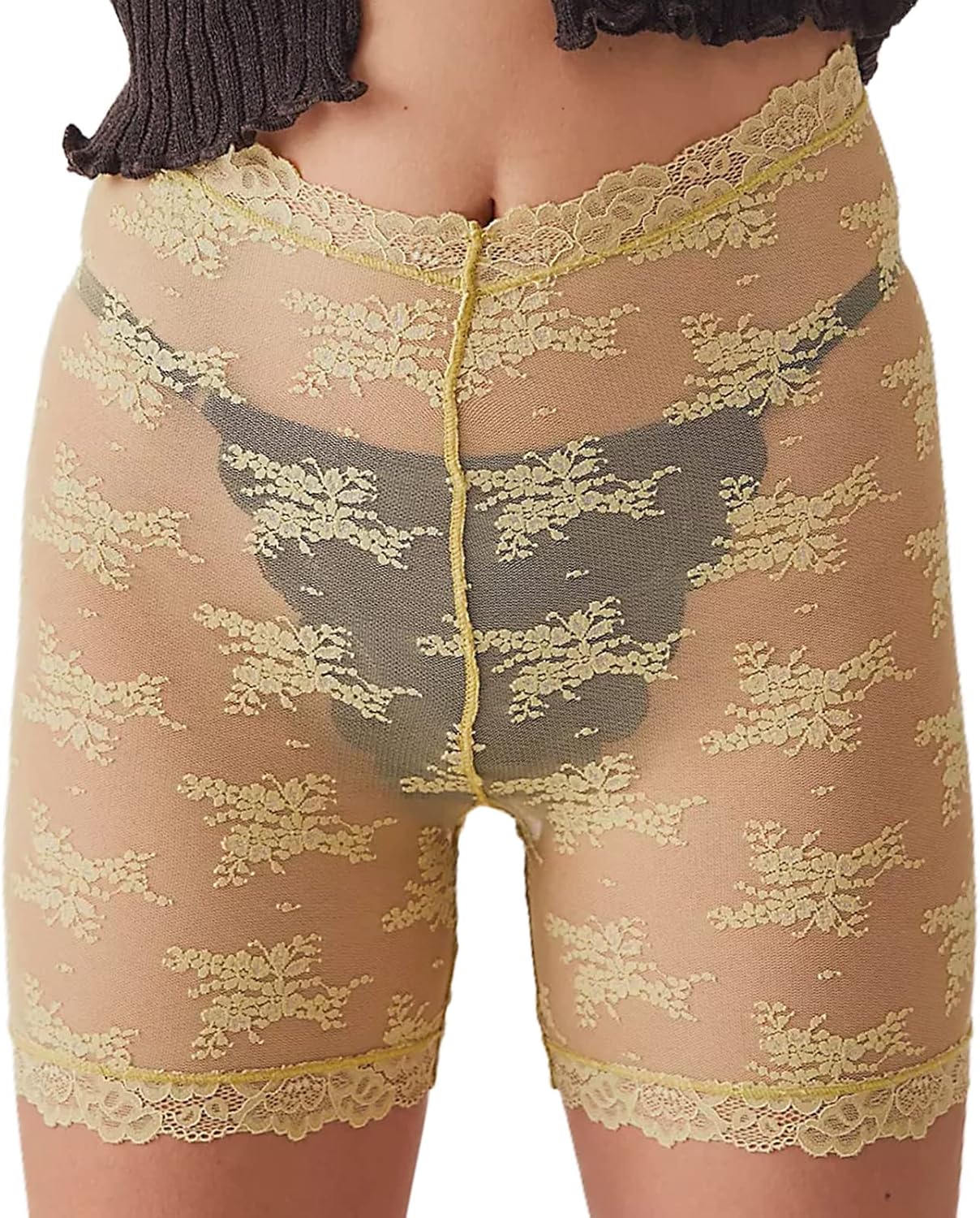Women 's Slip Shorts for Under Dresses Stretchy Lace Panties Soft High Waist Mid-Thigh Anti