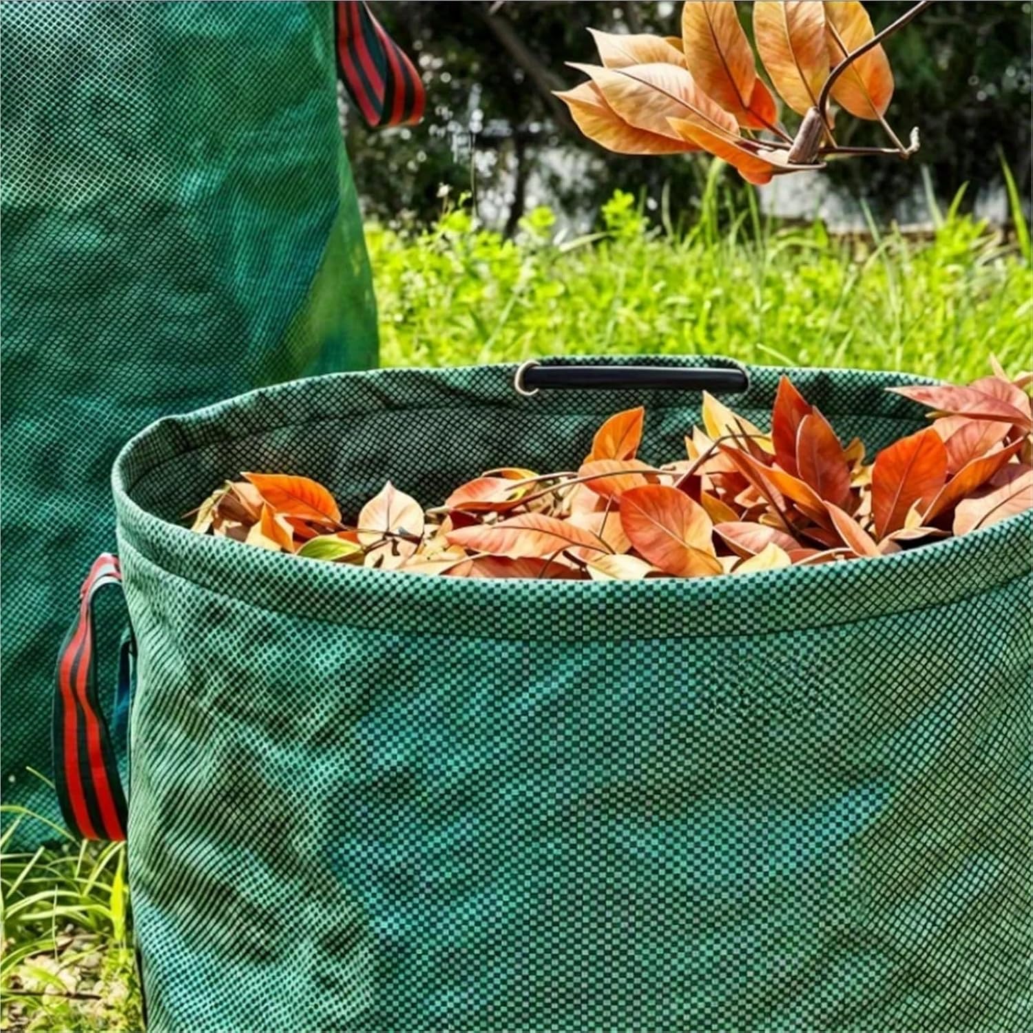2 Pcs Large Capacity Heavy Duty Garden Waste Bag Reusable Waterproof PP Yard Leaf Weeds Grass Container Storage 300L For Leaves Lawn Debris