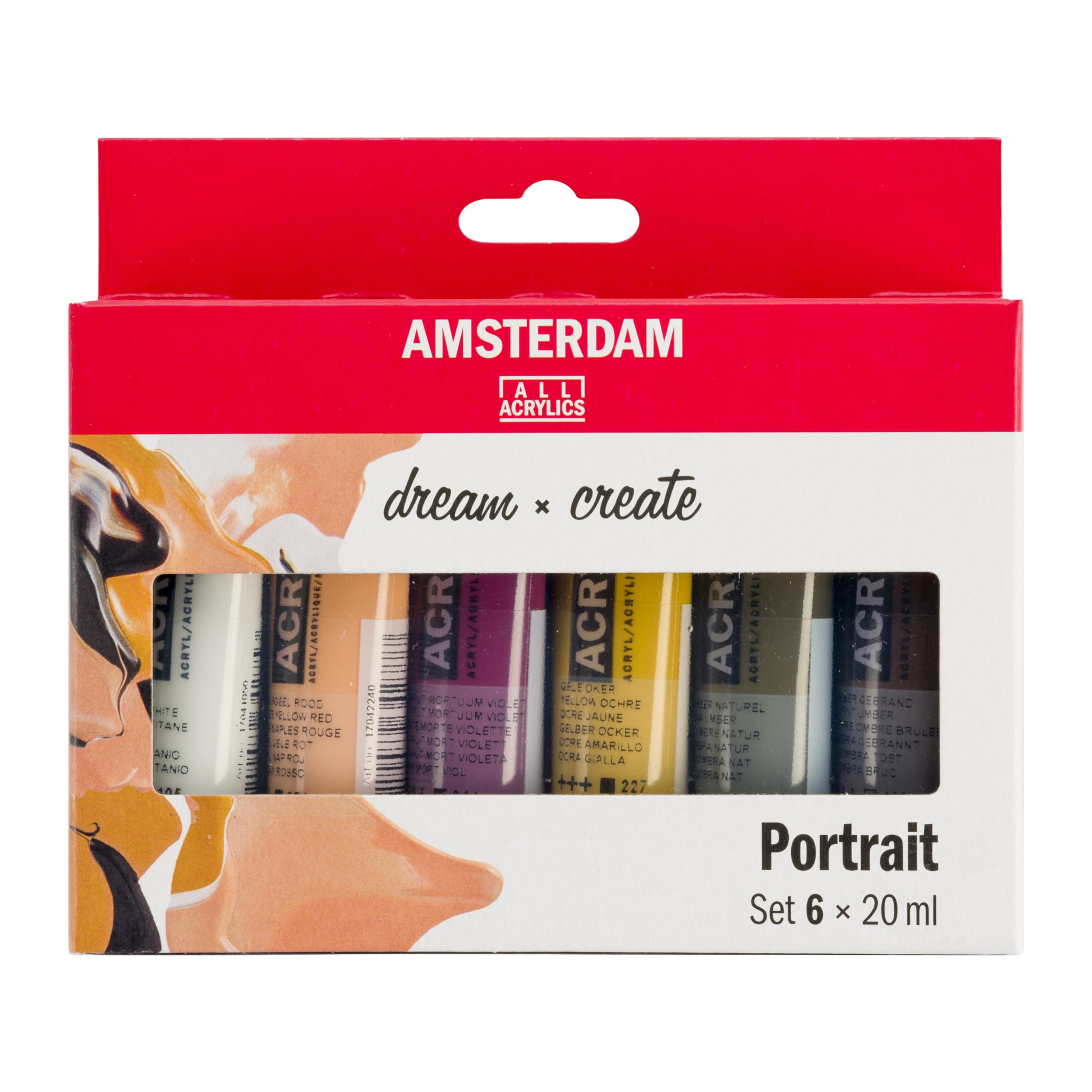 AmsterdamStandard Series Acrylic Paint Set | Portrait Set (6 x 20 ml Tubes) | Mixing Colors Perfect for Various Skin Tones