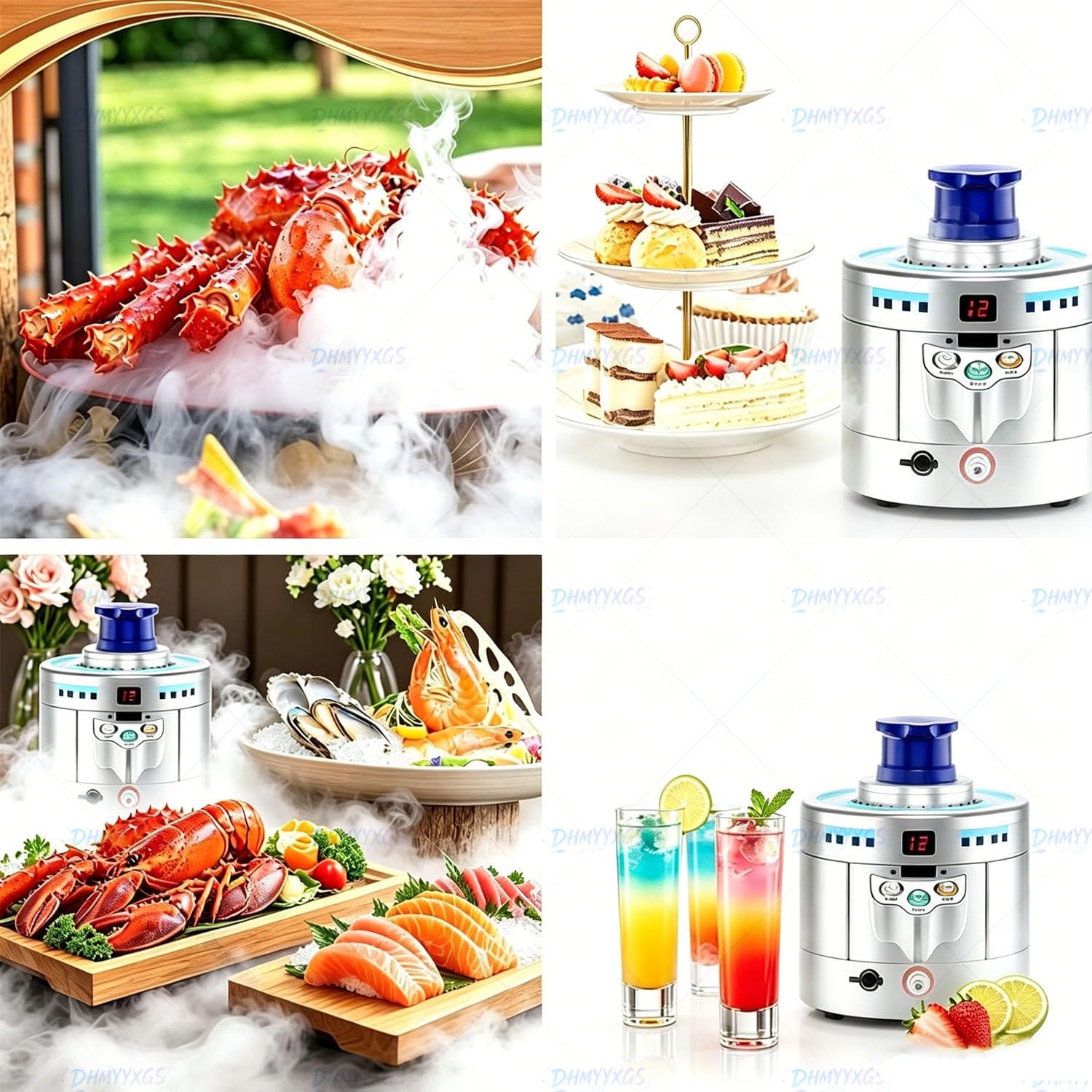 Produttore Ghiaccio Secco E Refrigeratore Combinato, Funzionamento Efficiente E Facile Usare,Costruzione Robusta in Acciaio Inox,per Feste,Catering E Locali per Somministrazione Bevande
