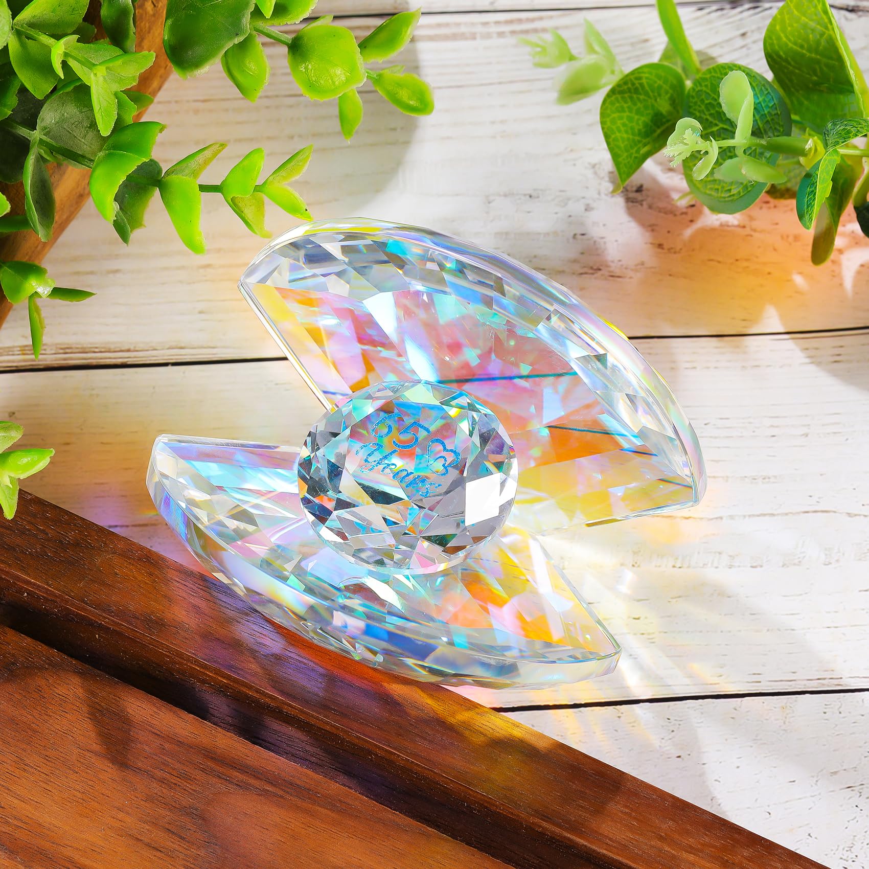 Crystal Shell Sapphire Wedding 65th Anniversary Romantic Gifts for Grandparents 65 Years Anniversary Presents Ideas for Couples Marriage Keepsake for Parents Party Decor Ornament - Image 4