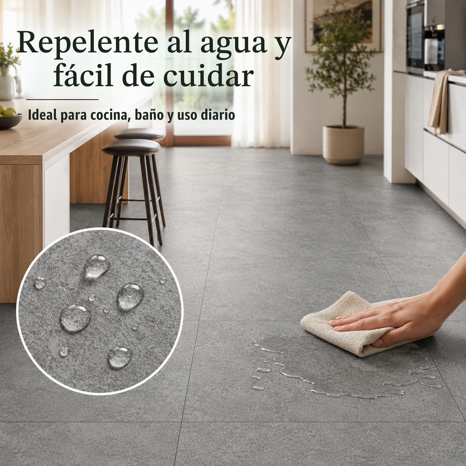 CYEER 40 Piezas/3,6m² Revestimiento de Suelo Autoadhesivo PVC 30x30CM, Carrelaje Autoadhesivo para Cocina, Baño, Sala, Mármol Gris