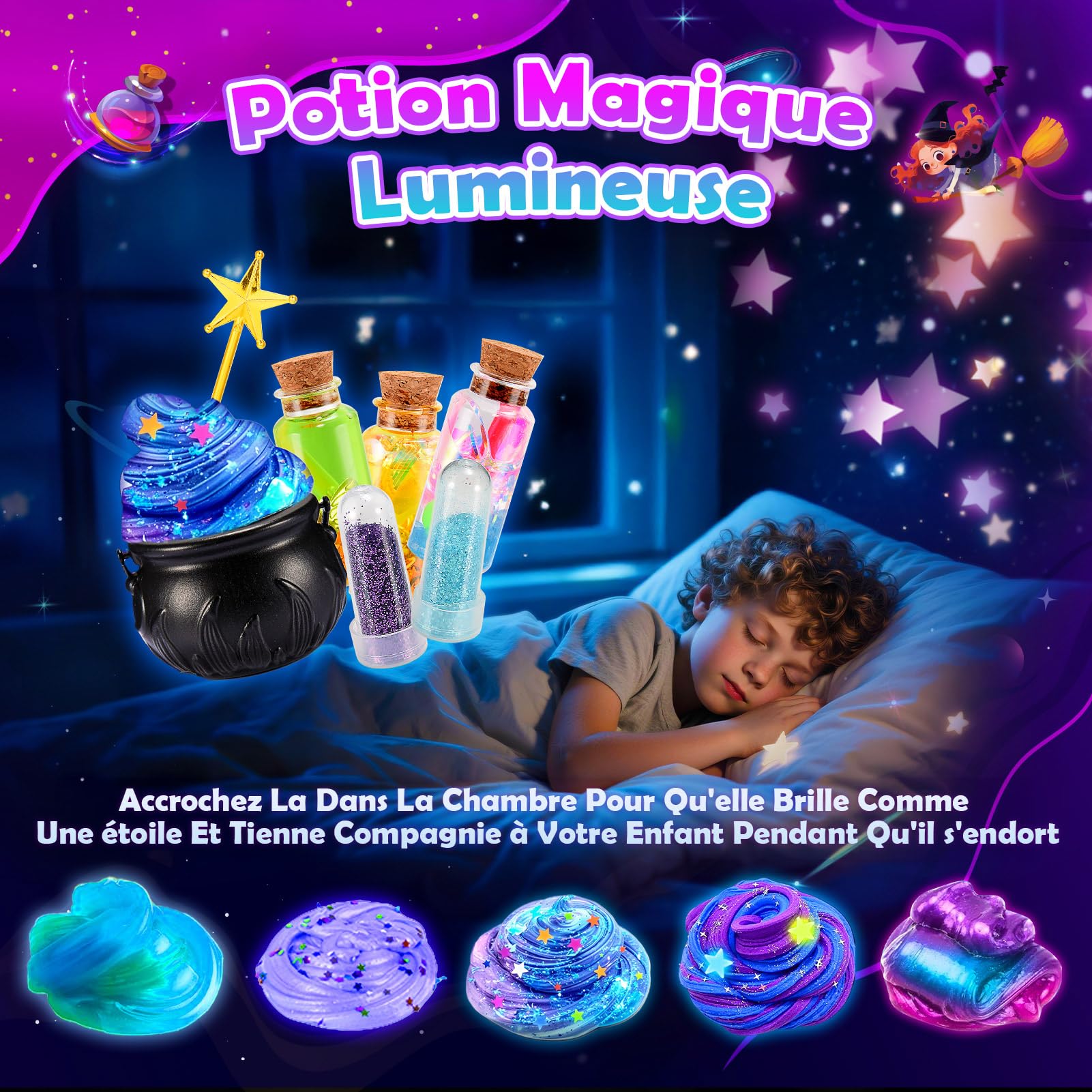 iKidiki Slime Enfant 6 7 8 9 10 11 12 Ans, Cadeau Fille 6-12 Ans Slime Fluffy Jouet Fille 6-12 Ans Galaxy Slime Kits de Loisirs Créatifs Activites Manuelles pour Enfants Potion Magique Enfant