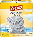 Glad ForceFlex Tall Kitchen Trash Bags, 13 Gallon, Fresh Clean, 140 Count (Package May Vary)