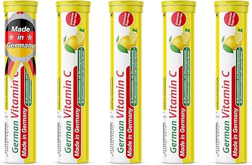 Vitamina C alemana de 180 mg  40 tabletas efervescentes de bebida vegana  Sabor limón y lima  Hecho en Alemania