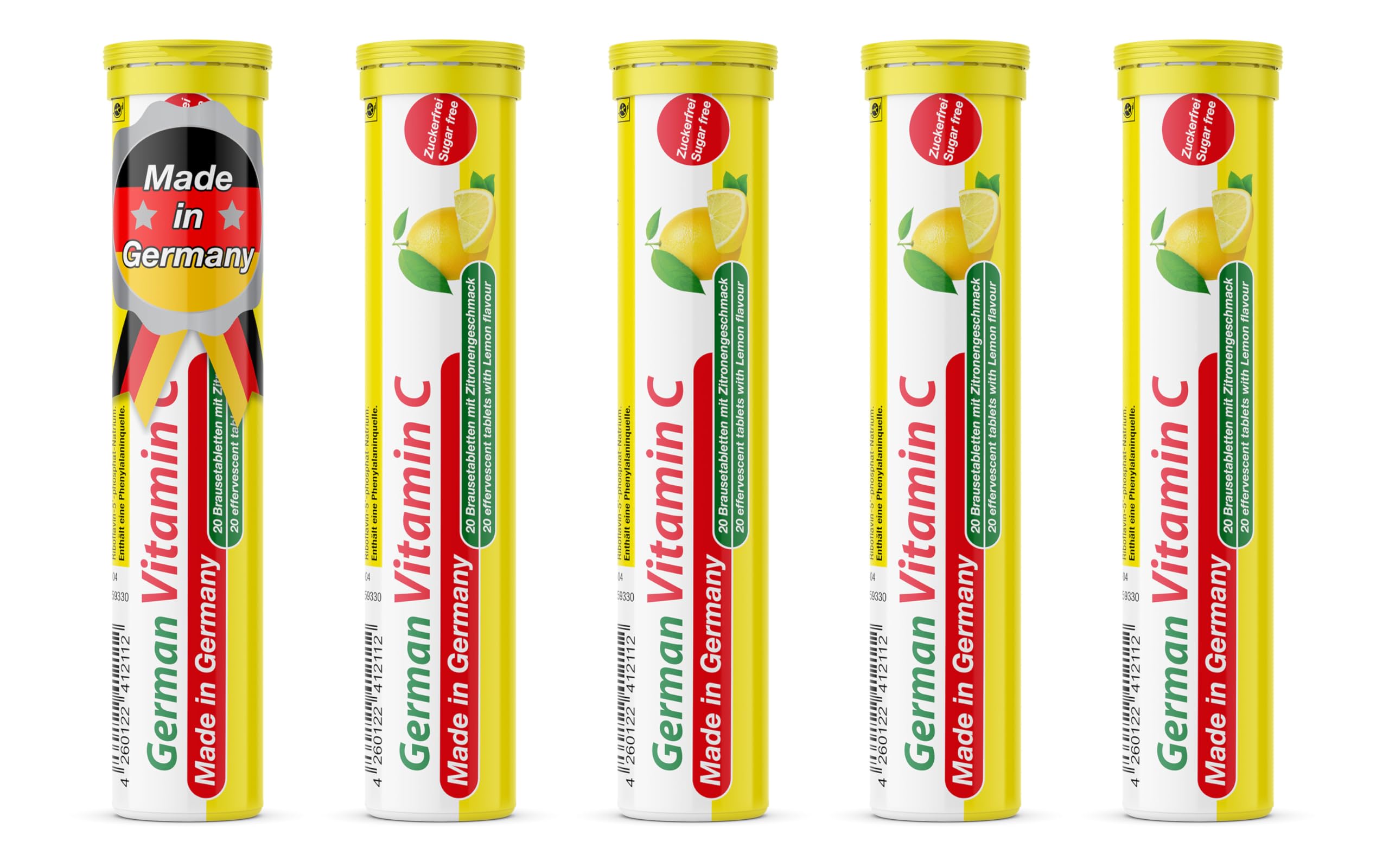 Sponsored Ad - T&D German Vitamin C 180 mg - 40 Vegan Drink Effervescent Tablets - Lemon Lime Flavor - Made in Germany