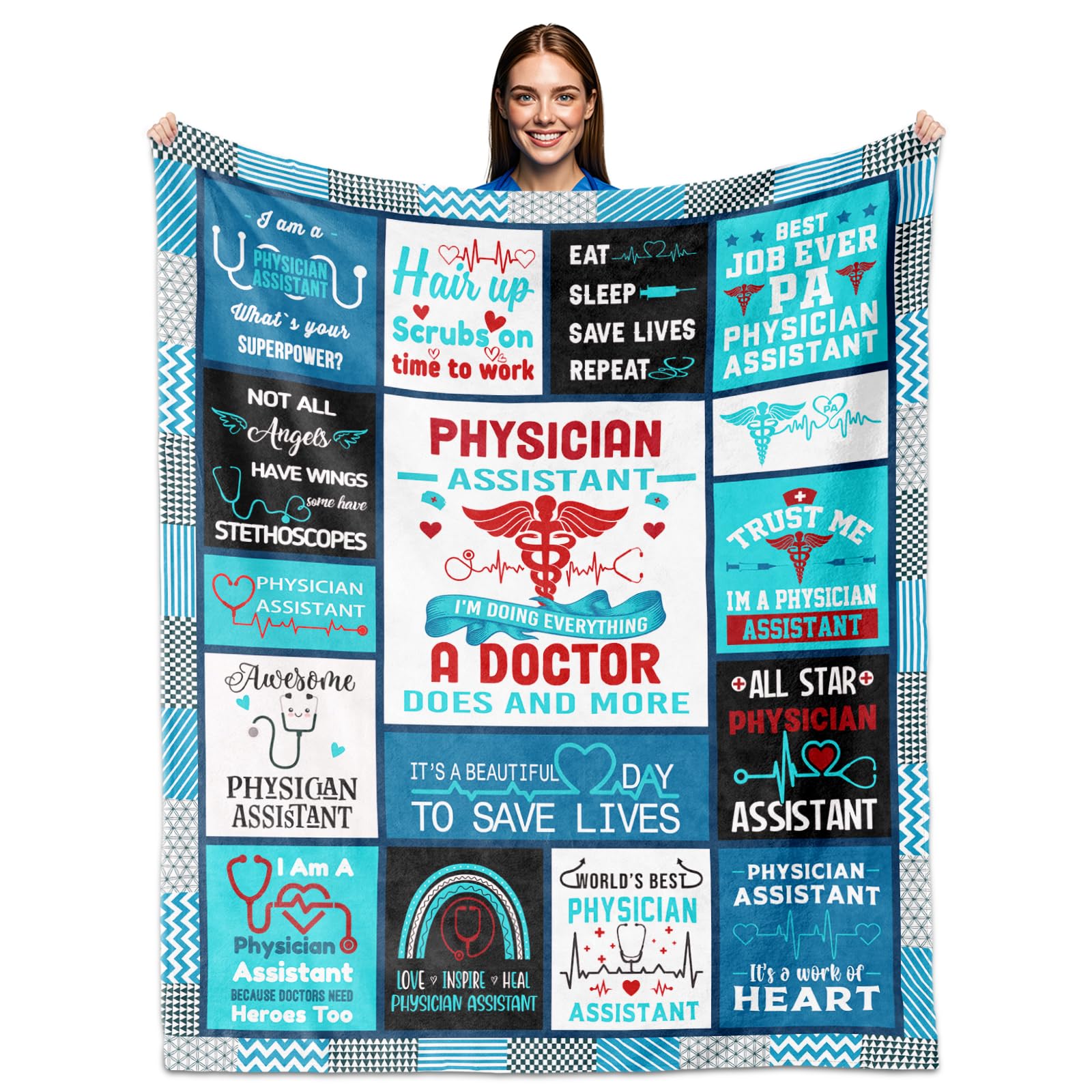 Physician Assistant Gifts for Women Men, PA Week Gift Blanket 60"X50", National Physician Assistant Day Gift, PA Gifts for Women Men