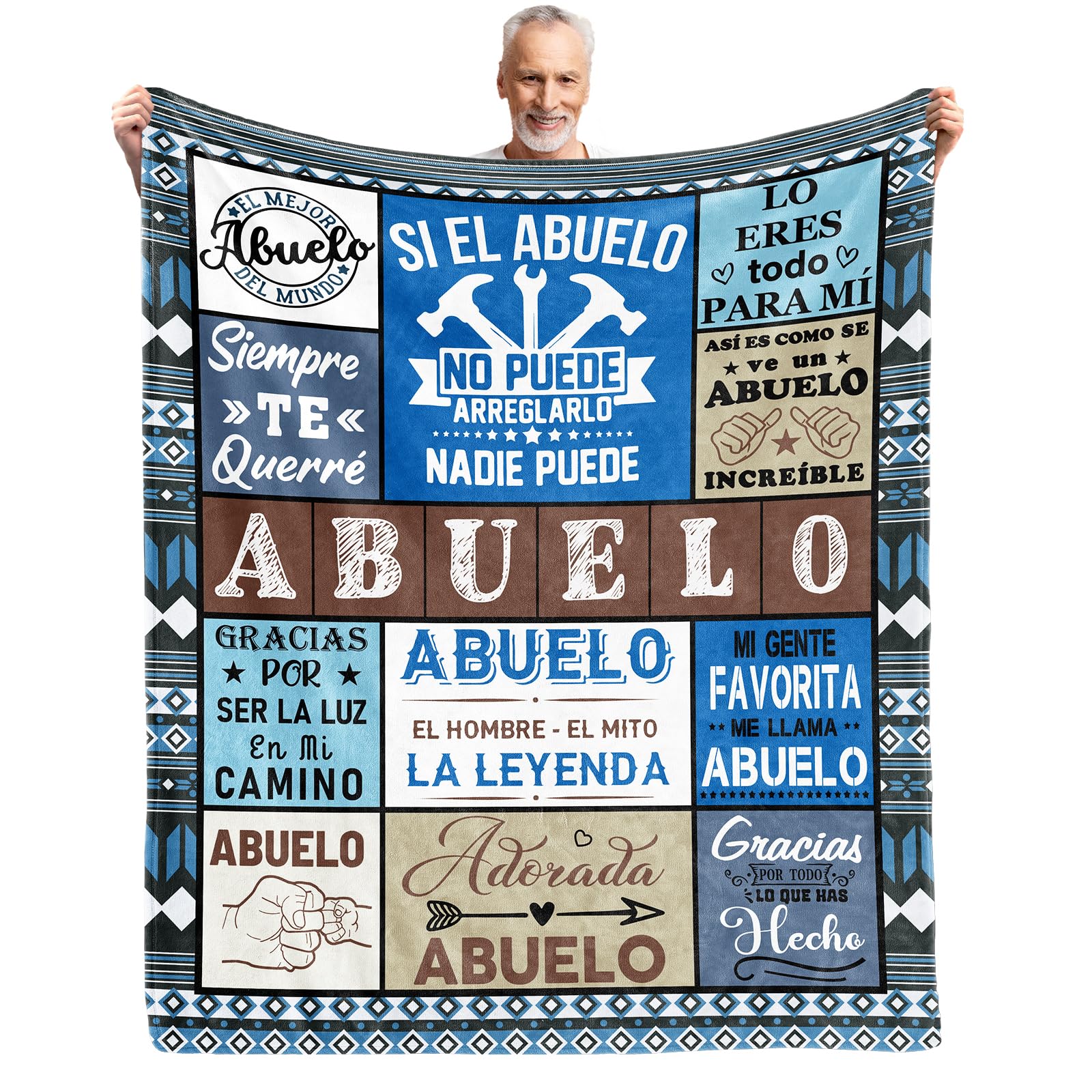 Manta de forro polar de franela Abuelo, regalos en español para Navidad y cumpleaños, regalos para papá y abuelo, el mejor regalo de Abuelo