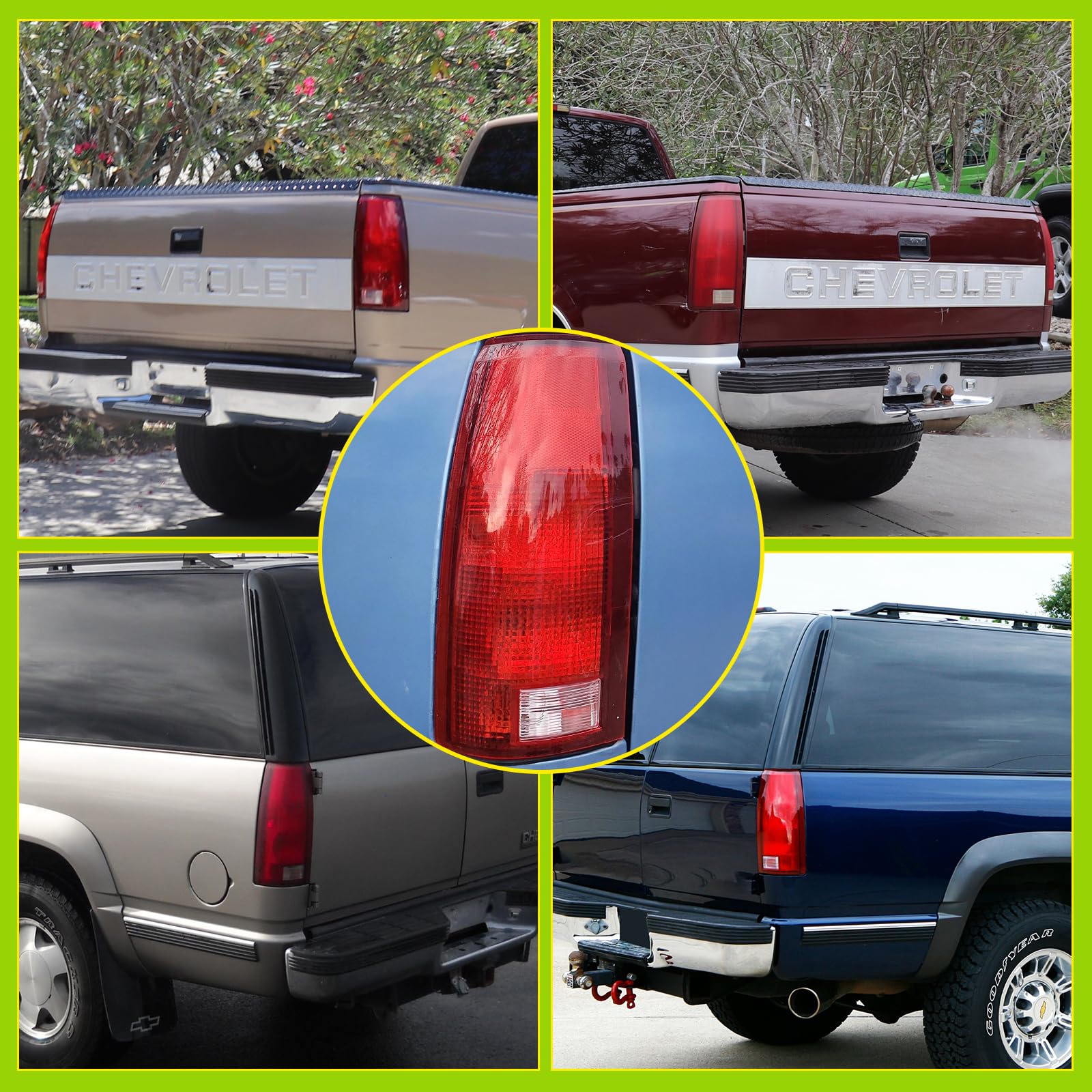TUZILLA Tail Lights Fit for Chevrolet GMC 88-00 C/K 92-99 Suburban 92-00 Yukon 92-94 Blazer 95-00 Tahoe [GM2800104 5977867 GM2801104 5977868] Pair w/o bulbs and circuit board