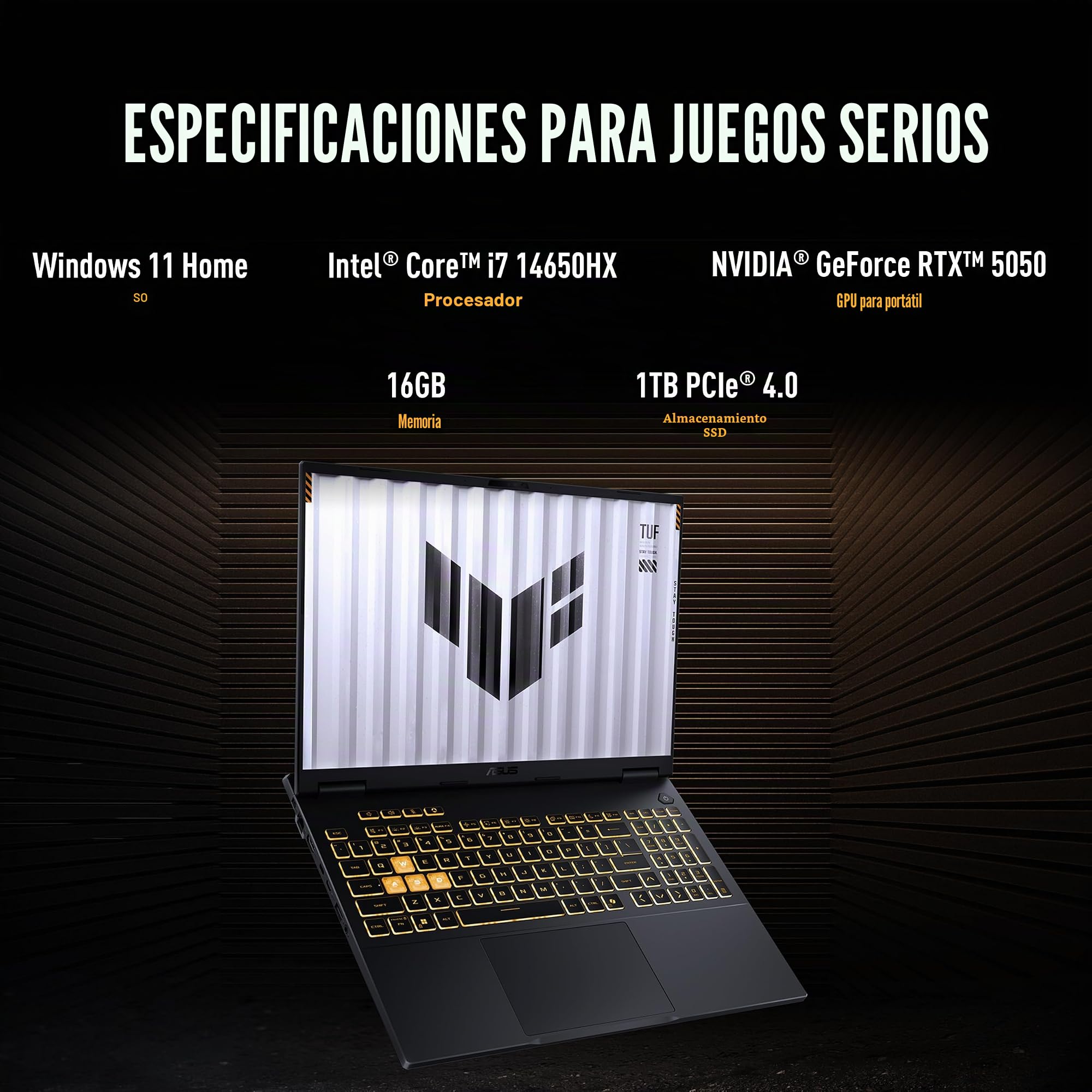 ASUS TUF Gaming TUF/GRAY/16.0 WUXGA non-Touch/I7-14650HX/16GB/NV RTX5050/1TB/WIN11 Home