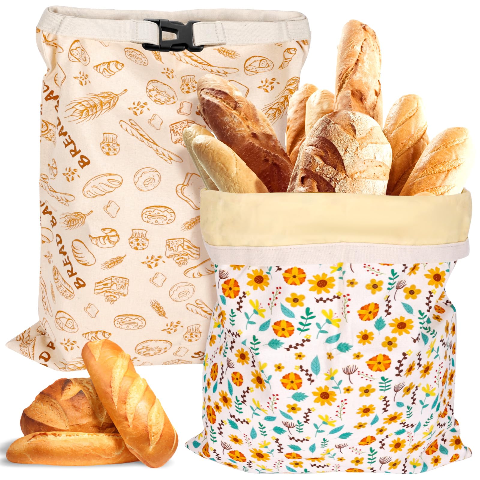Xuwajeyu Beeswax Bread Bags 2-Pack, XL Bread Storage