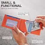 Ronyxet Slim RFID Wallet for Mens – Minimalist Wallet for Men with Money Clip, Holds 12 Cards – Durable Leather Carbon Fiber Men’s Wallet – Perfect Mens Gift (Carbon Orange, Money Clip)