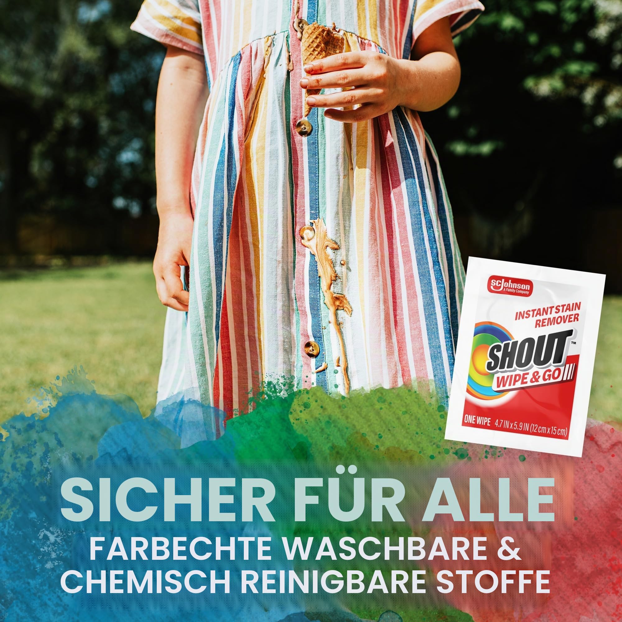 Shout Wipes – tragbare Fleckenreinigungstücher, 6er-Pack, 72 Tücher