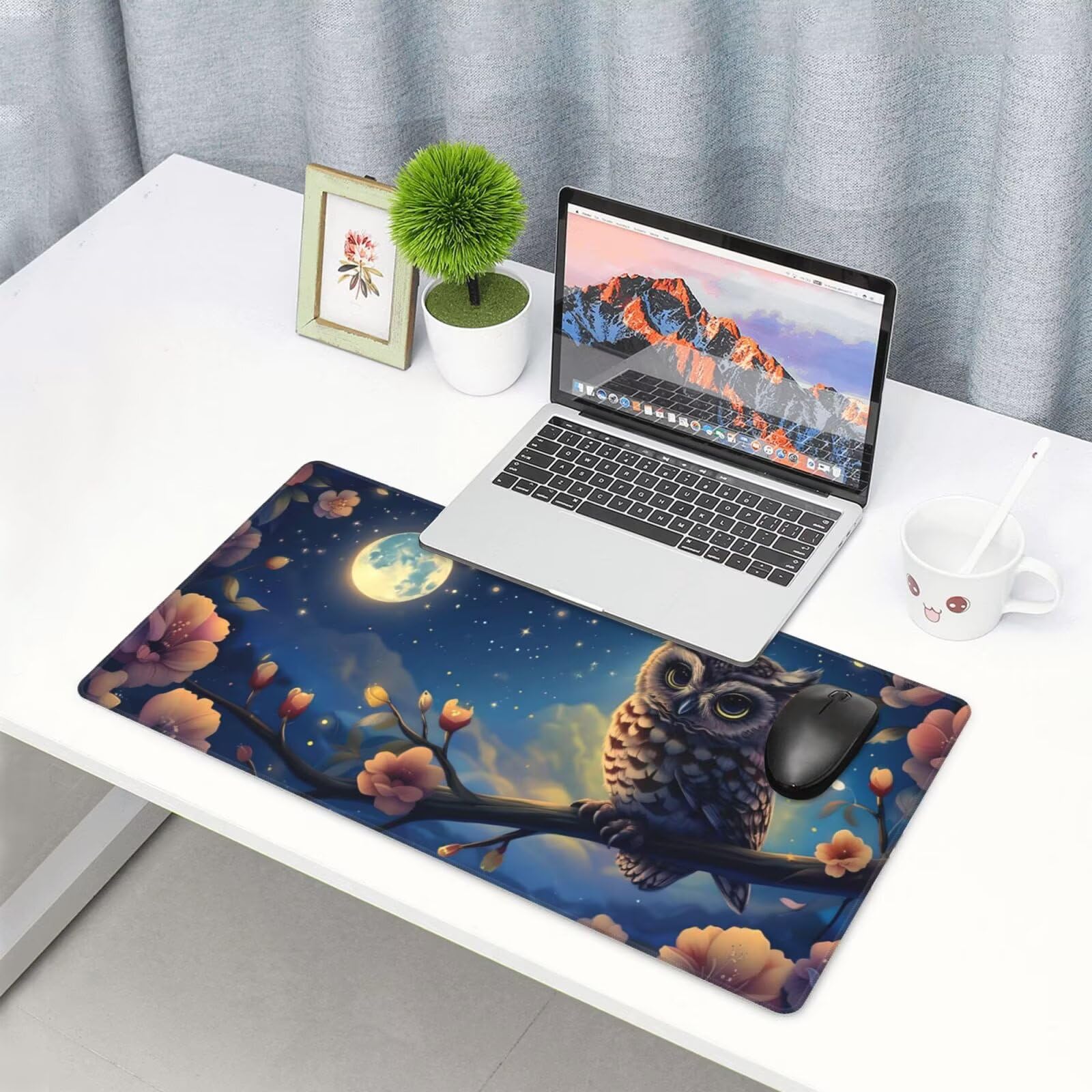 Podkładka pod mysz księżyc, duża podkładka pod mysz 1600 x 800 mm, podkładka pod mysz do gier, podkładka na biurko ze zszytymi krawędziami, podkładka pod mysz z klawiaturą, do pracy, gier, biura,