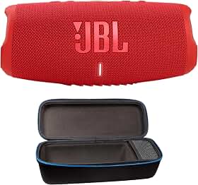 JBL Pacote de alto-falante Bluetooth sem fio à prova d'água portátil Charge 5 com divvi! Capa protetora dura - Vermelho