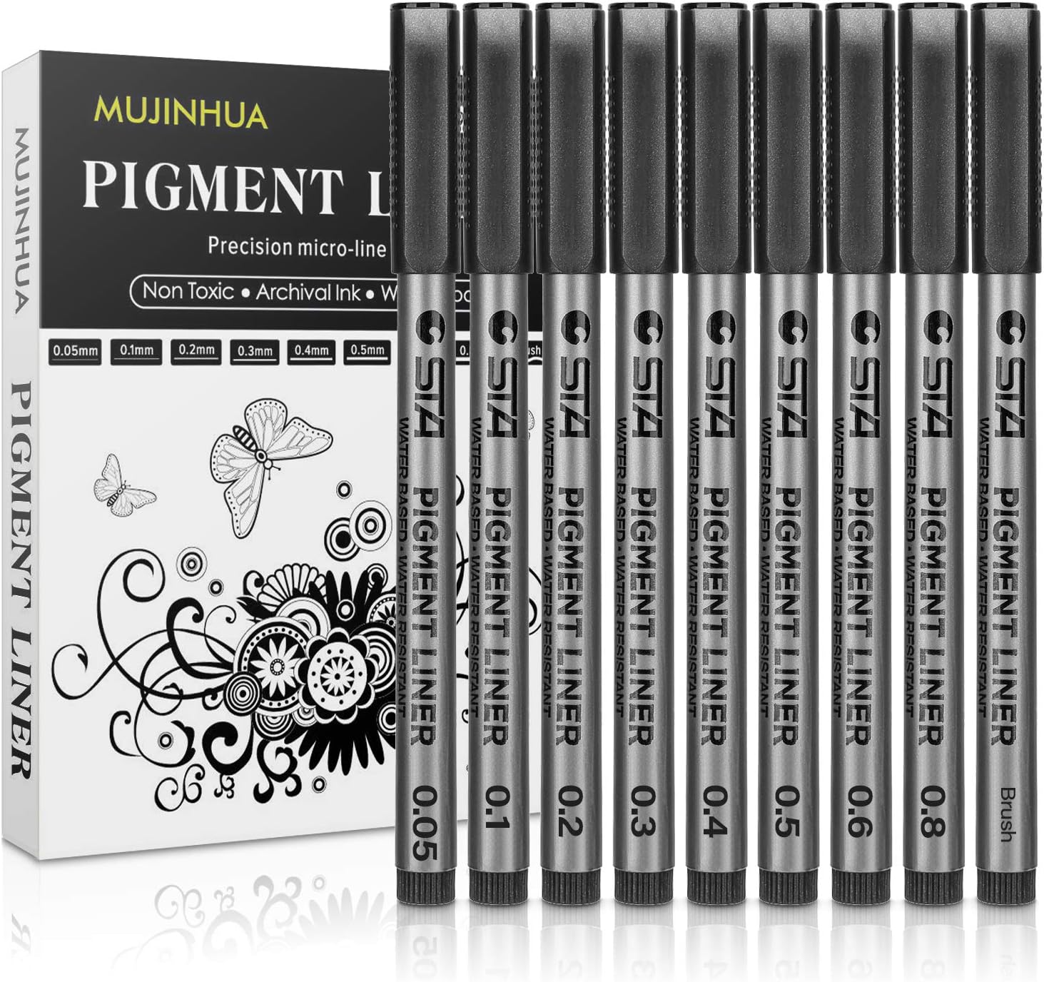 MUJINHUA Black Micro-Pen Fineliner Ink Pens, Waterproof Archival Ink, Micro Fine Point Drawing Pens for Artist Illustration, Sketching, Technical Drawing, Anime, Comic, Manga, Bullet Journaling(Fine Point ) : Arts, Crafts & Sewing