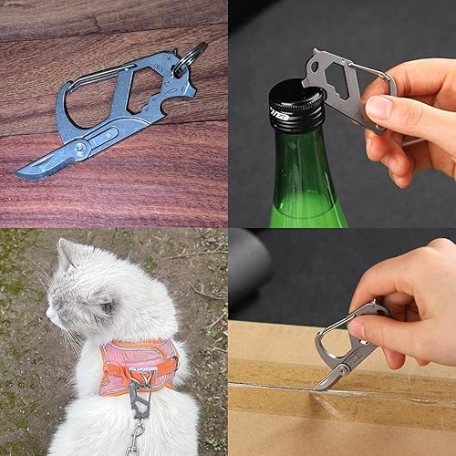 Miniatura 3 de NORSHIRE Llavero con clip para cinturón, mosquetón y llavero multifuncional. Viene con herramientas como cuchillos, destornilladores, llaves