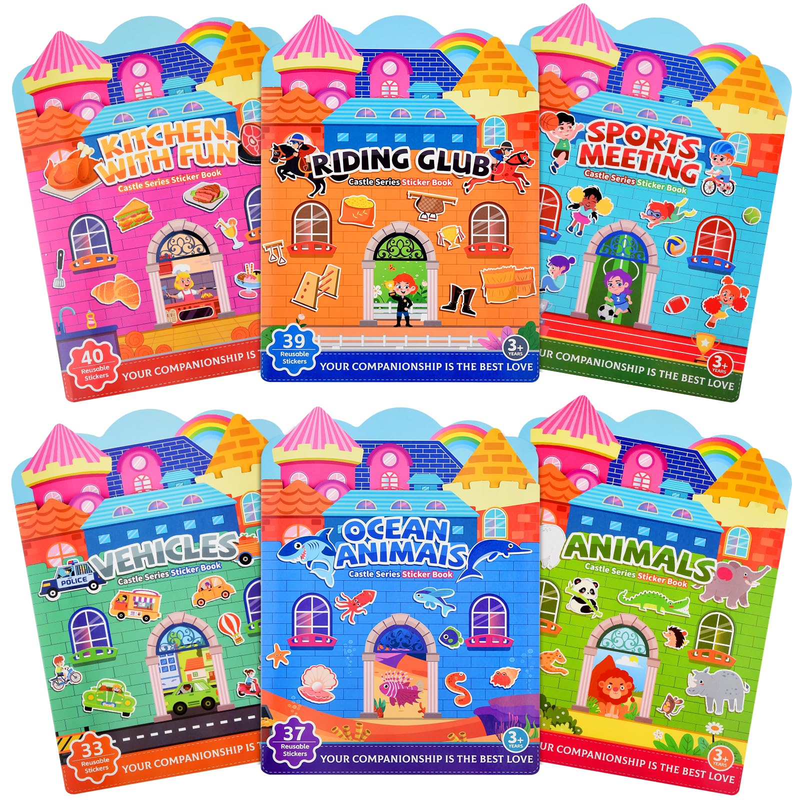 6 Set Sticker Books For Kids, Sticker Activity Book Window