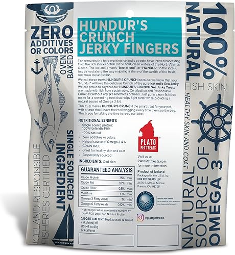 Miniatura 2 de PLATO Hundur's Crunch Jerky Fingers 10oz, Natural