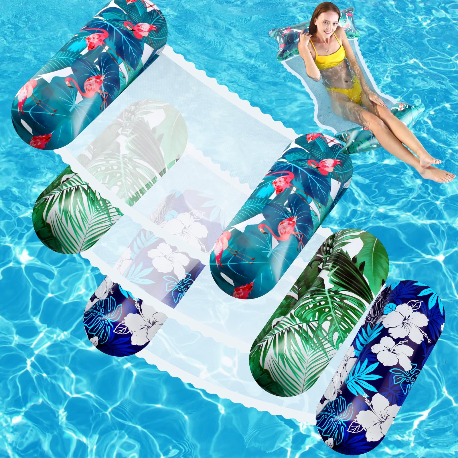 Hammock Floaties 3-Pack Water Pool Floats Hammock For Adults - 4-in-1 ...