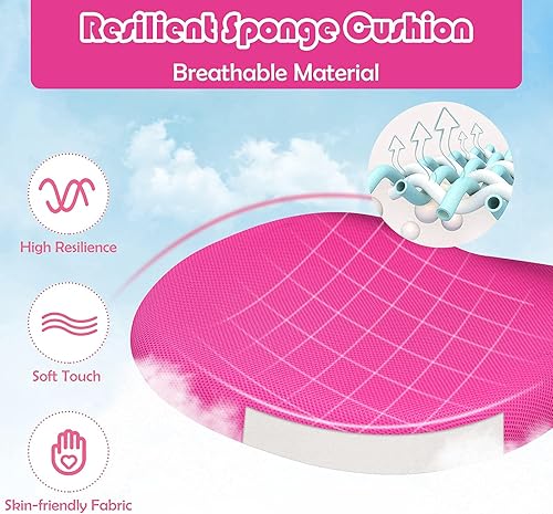 Miniatura 9 de Costzon Silla para niños, silla de estudiante de altura ajustable con ruedas de freno para sentarse, soporte lumbar, profundidad del asiento