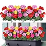 Dremisland 4 Pack Artificial Flowers for Outdoors Red Geranium Silk Flowers Outdoor UV Resistant Garden Plants Bush Faux Flowers for Home Wedding Kitchen Table Centerpieces Decor (Colorful, 4Pack)