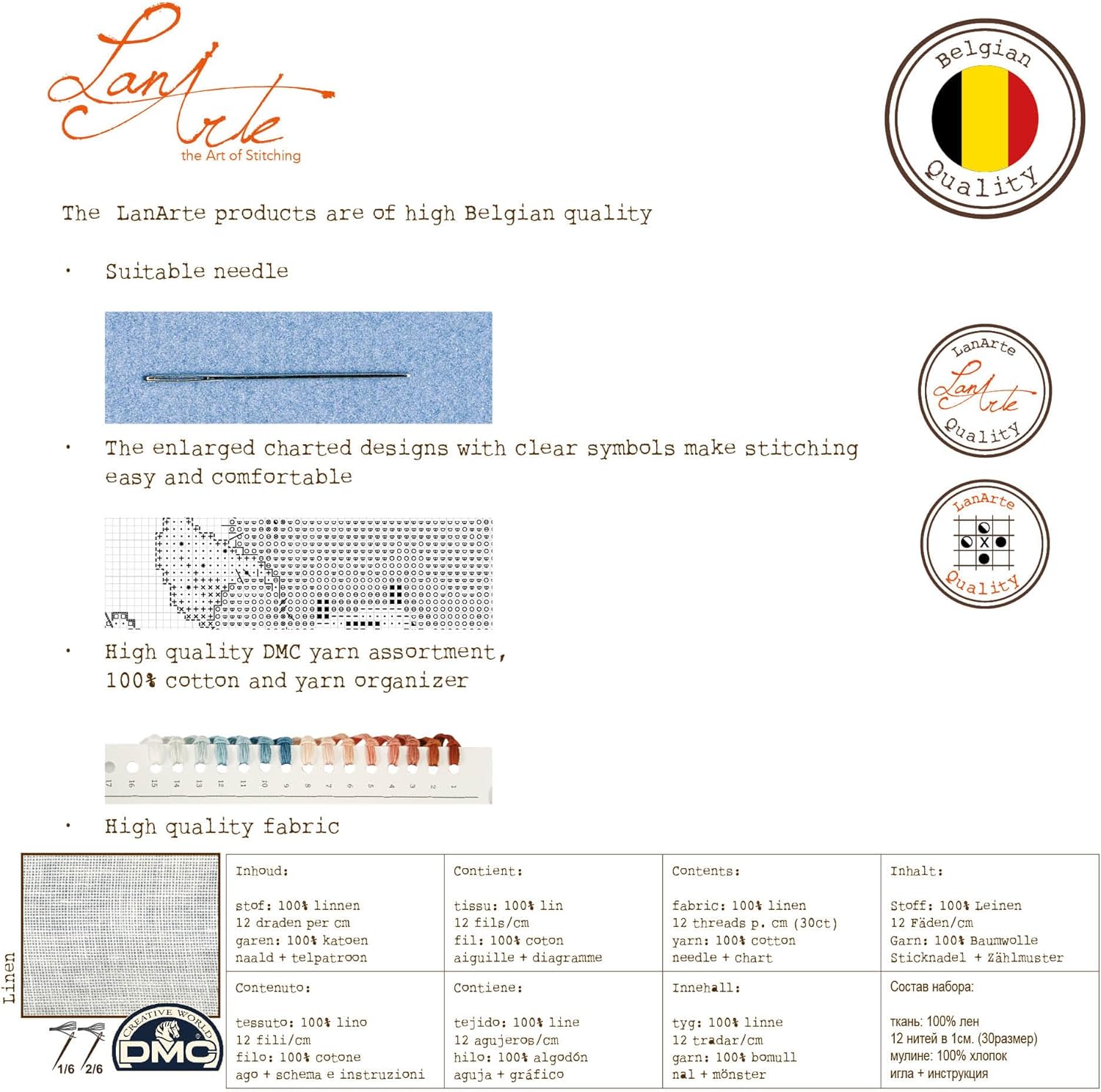 Lanarte Counted Cross Stitch kit Traditional Reminiscence, 35x45cm, DIY