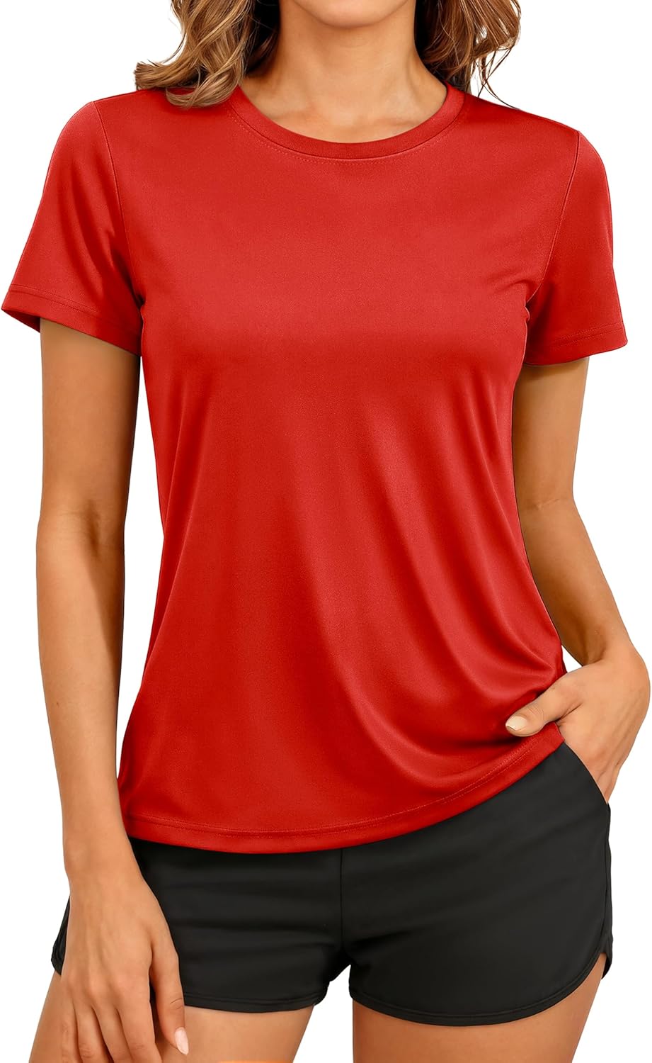 TACVASEN Women's Short Sleeve Workout Shirts UPF 50+ Sun Protection Quick Dry Athletic Tops for Running Gym Tee