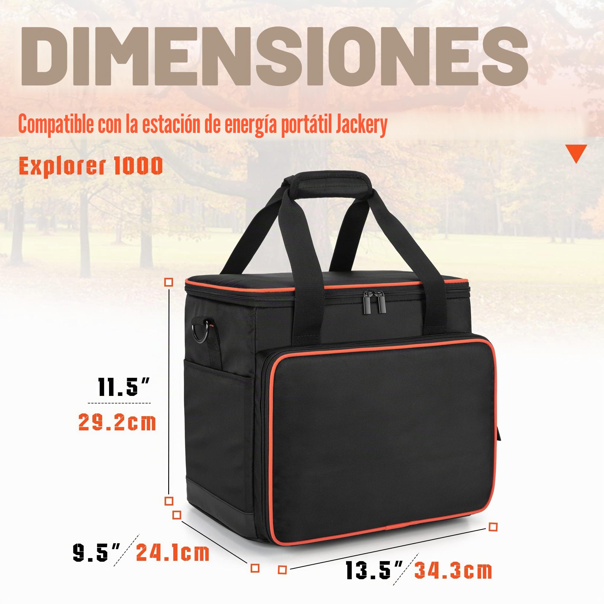 Trunab Bolsa de Transporte de Viaje Compatible con Jackery Portable Power Station Explorer, Estuche de Almacenamiento con Bolsillos Inferiores y Delanteros Impermeables para Cable de Carga y