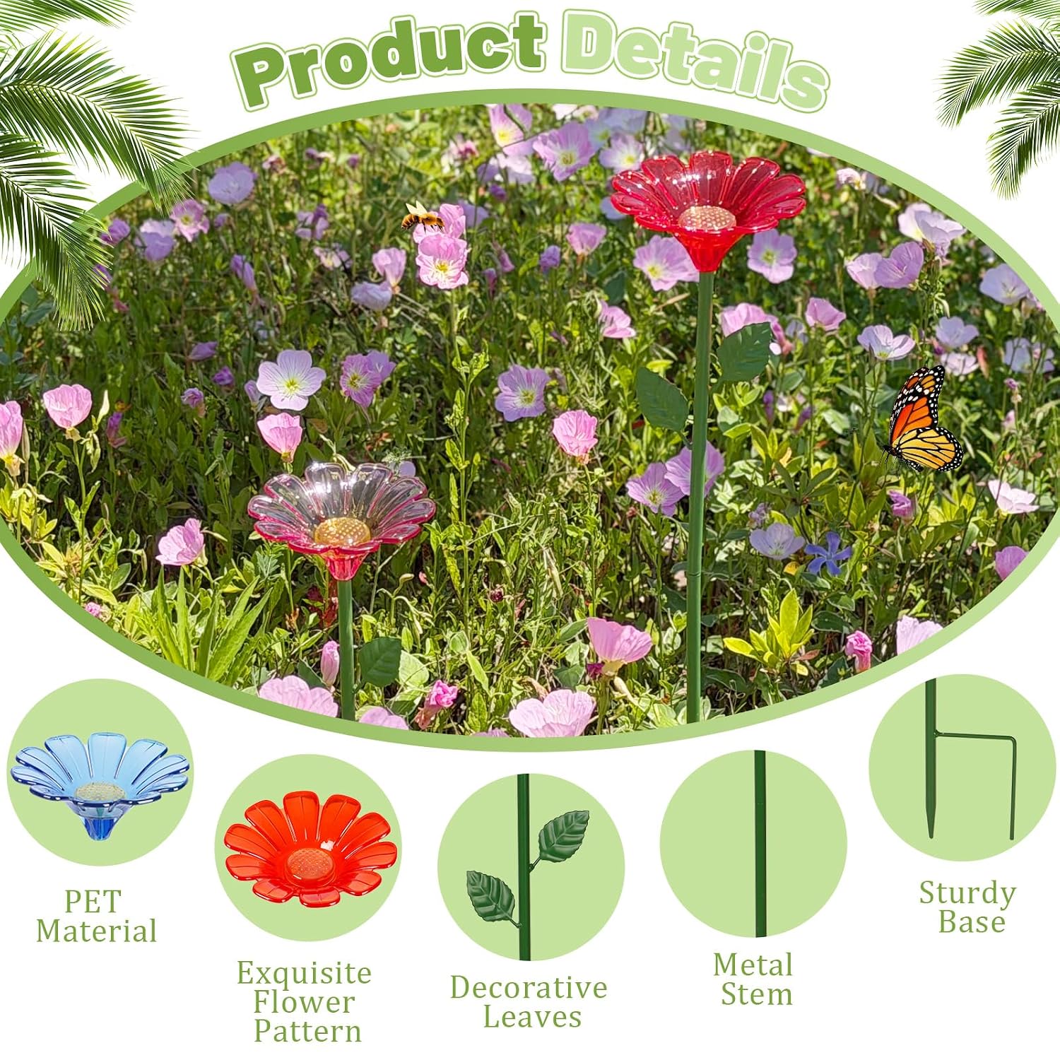 2 Pack Bee Watering Station, Plastic Flower Bee Bath for Garden image 4