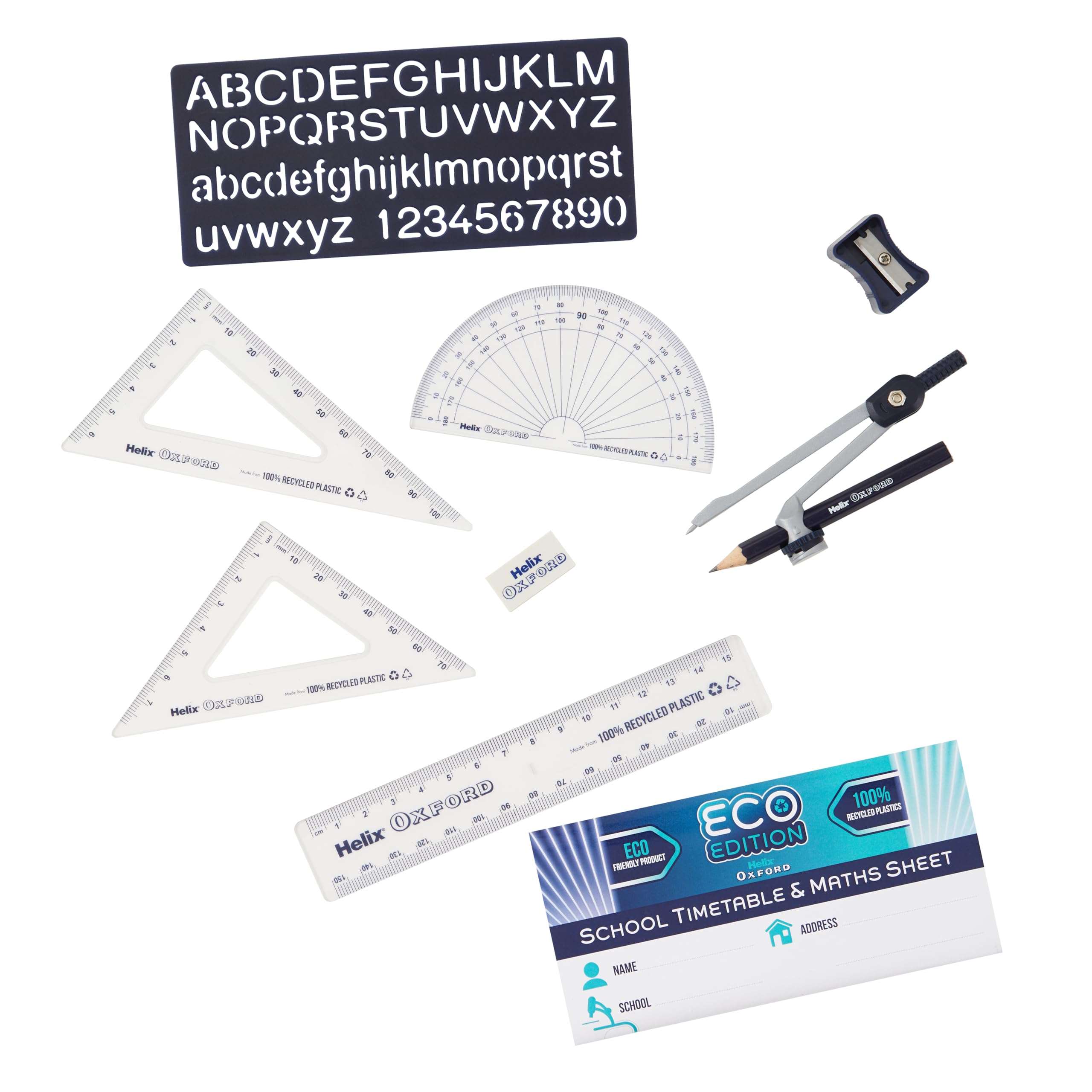 Helix Oxford Cyber Eco Maths Set, 9 Piece Set, Maths Equipment for School College or Work - Image 4