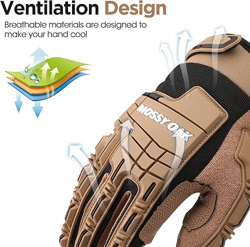 Miniatura 9 de Mossy Oak Guantes tácticos de protección de goma, guantes de Airsoft para pantalla táctil para caza al aire libre, motocicleta, escalada, paintball