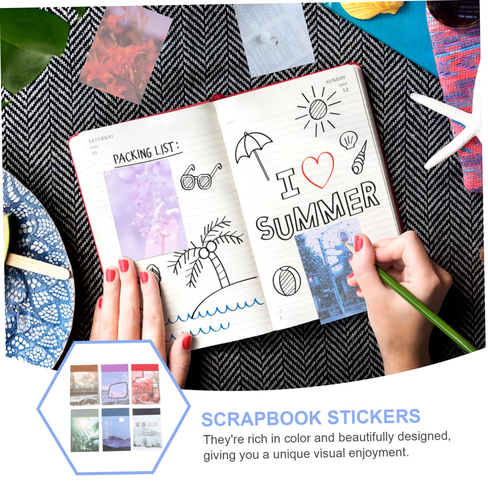 SEWACC 18juegos Pegatinas Para Scrapbook Manualidades Álbumes y Páginas De Para Manualidades Hand Account Stickers