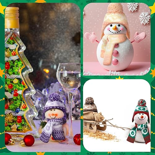 Vista 43 de Geyoga 8 piezas de mini sombreros y bufandas de Papá Noel, accesorios de Navidad, sombrero de gnomo pequeño para manualidades, bricolaje para Blanco
