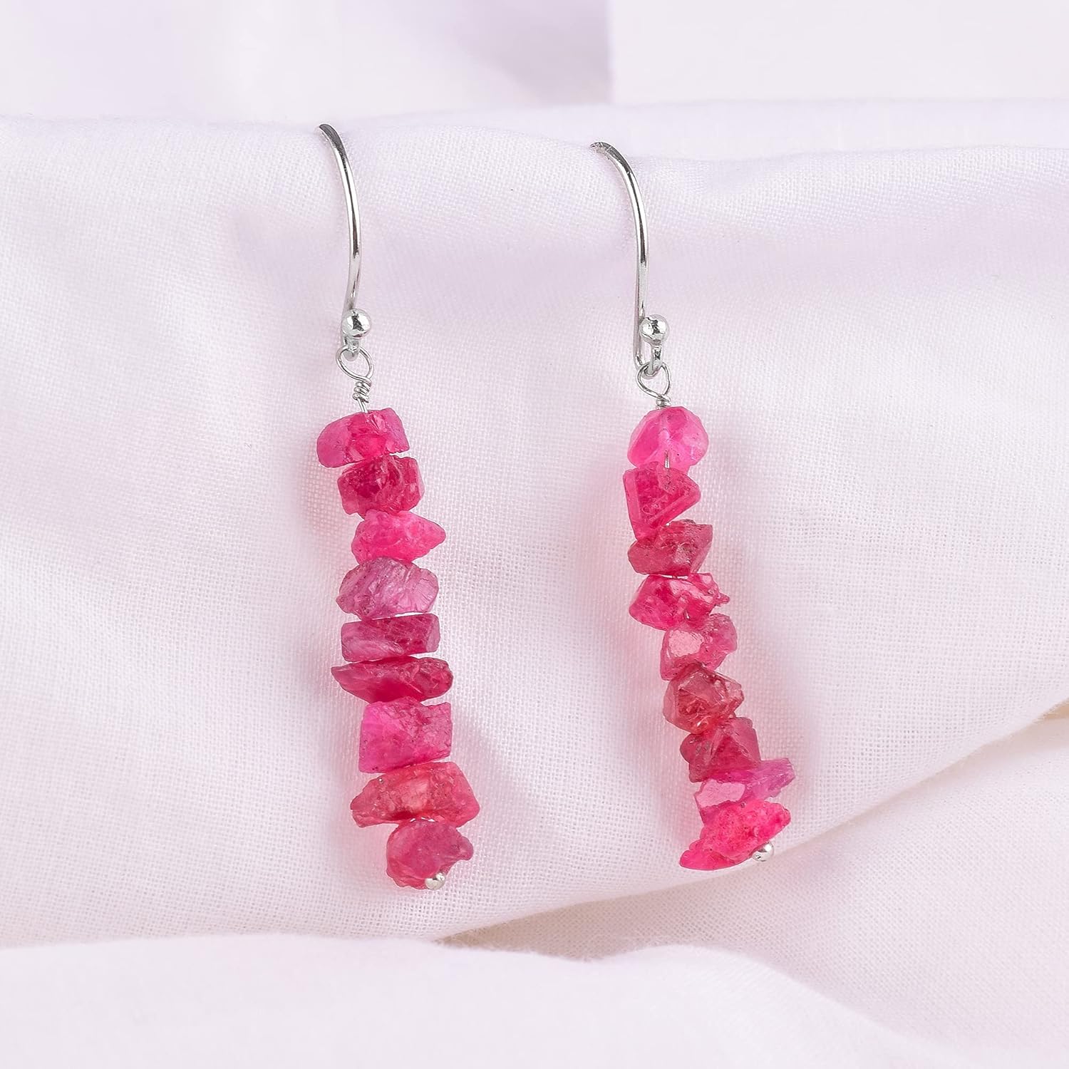 Natural Raw Red Spinel Earring In 925 Sterling Silver, Rough Gemstone Earring, Uncut Red Spinel, Stone Earring, Birthstone, Gift For Her - Image 3