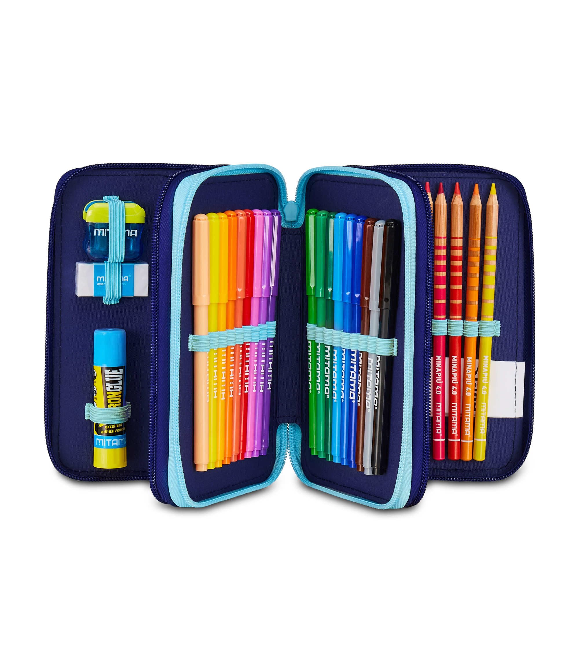 Seven Estuche Escolar Lilo & Stitch con 3 Cremalleras, Celeste y Rosa, portalápices Triple Compartimento con bolígrafos, lápices, Colores, Escuela Primaria, niña, Celeste E Rosa, Moderno