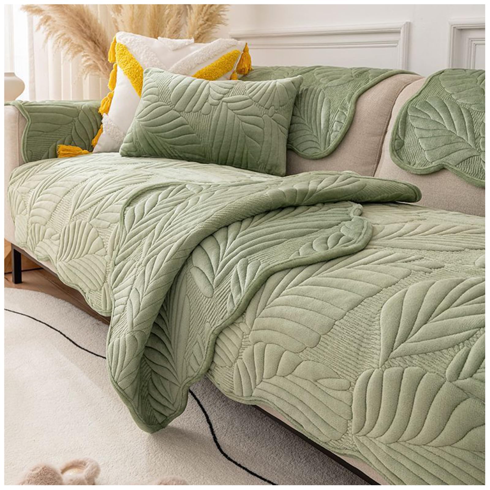 Housse de canapé en velours vert émeraude 70x150cm pour salon élégant