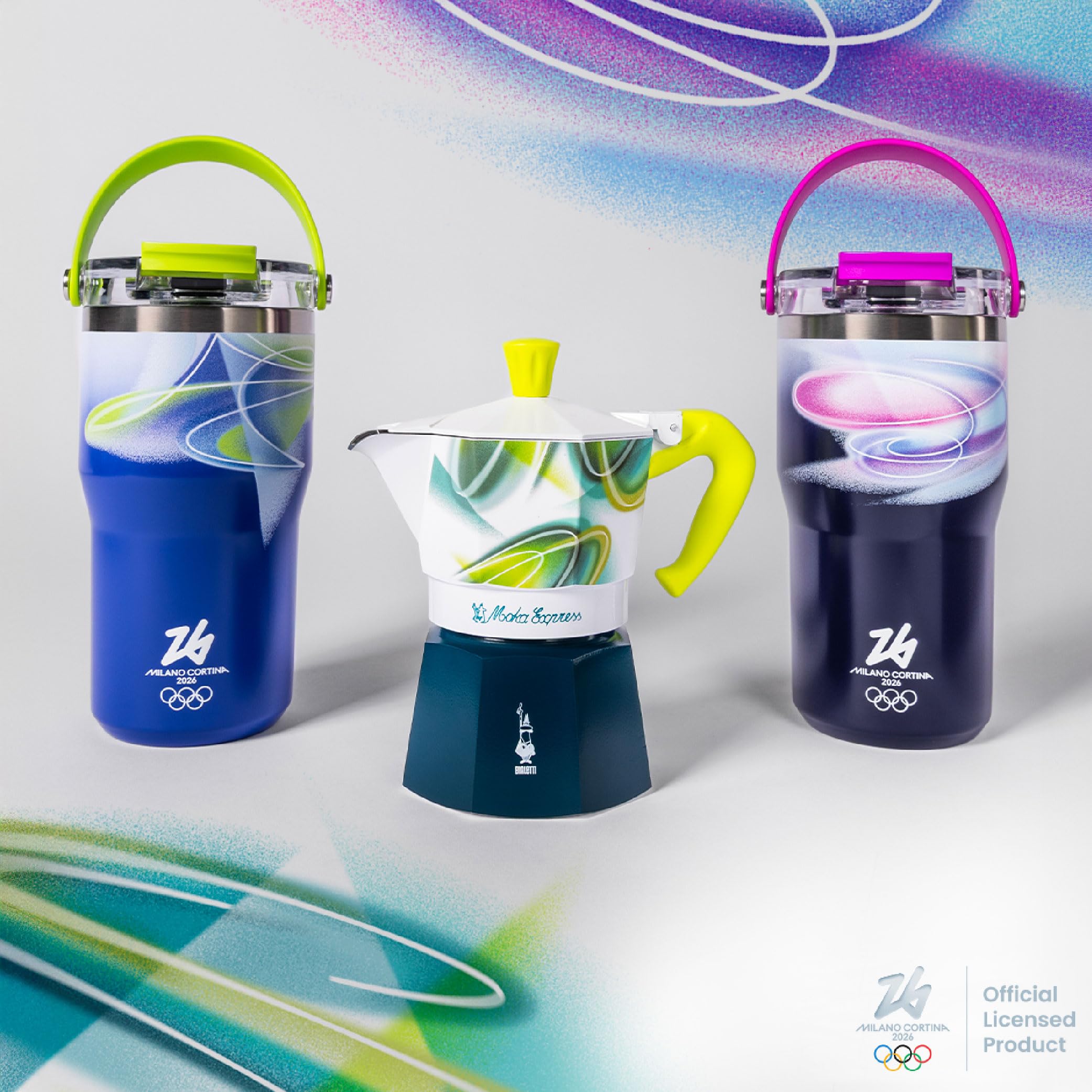 Bialetti Moka Express da 3 Tazze (130 ml) MICO, Edizione Speciale Milano Cortina 2026, Caffettiera in Alluminio, Non adatta a Induzione, Manico Ergonomico anti scottatura