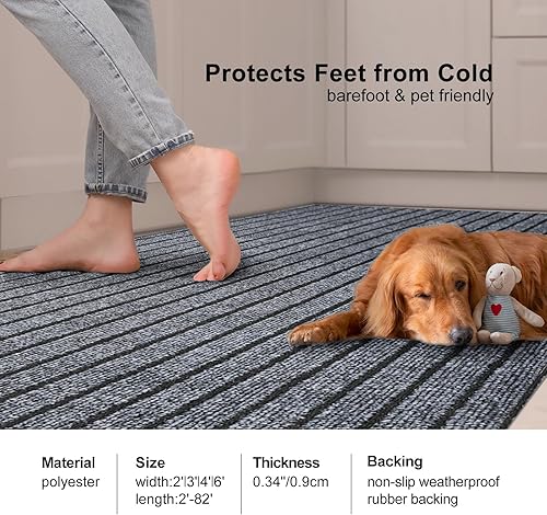 Miniatura 6 de BESTVUE Alfombras de pasillo de 2 x 6 pies con parte trasera de goma, alfombra antideslizante para interiores y exteriores, alfombra de pasillo de