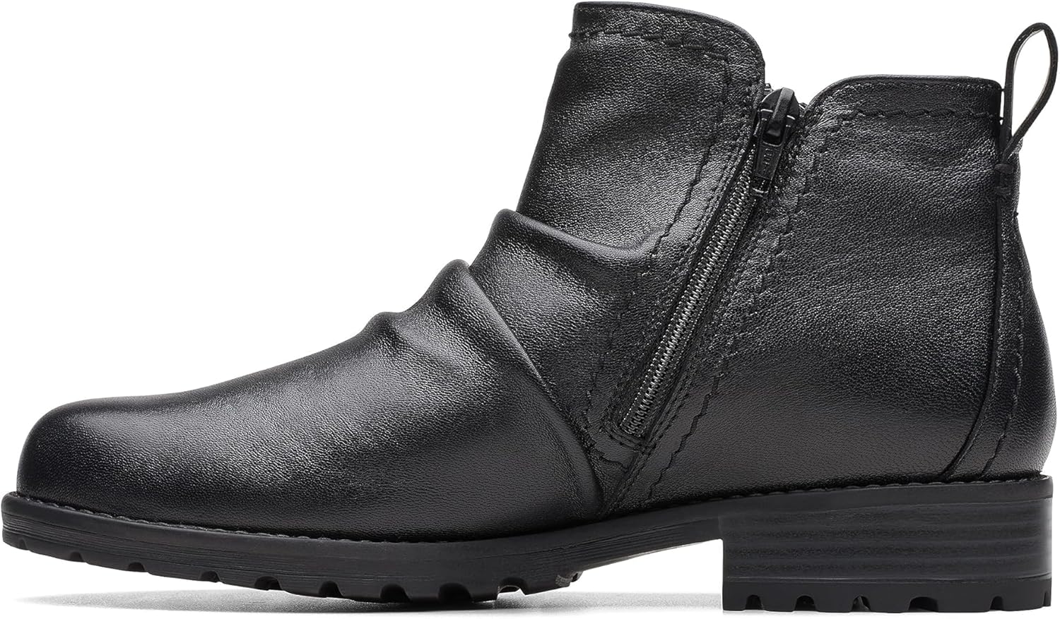 Clarks Women's Aspra Walk Waterproof Ankle Boot, Black Leather, 8