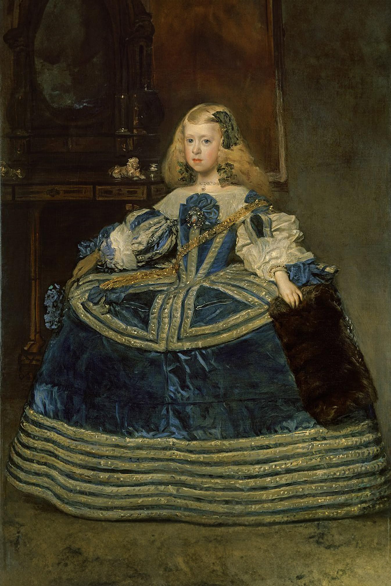 HISTORY GALORE 24x36 gallery poster, Diego Velazquez, Portrait of the eight-year-old Infanta Margarita Teresa in a Blue Dress (1659)