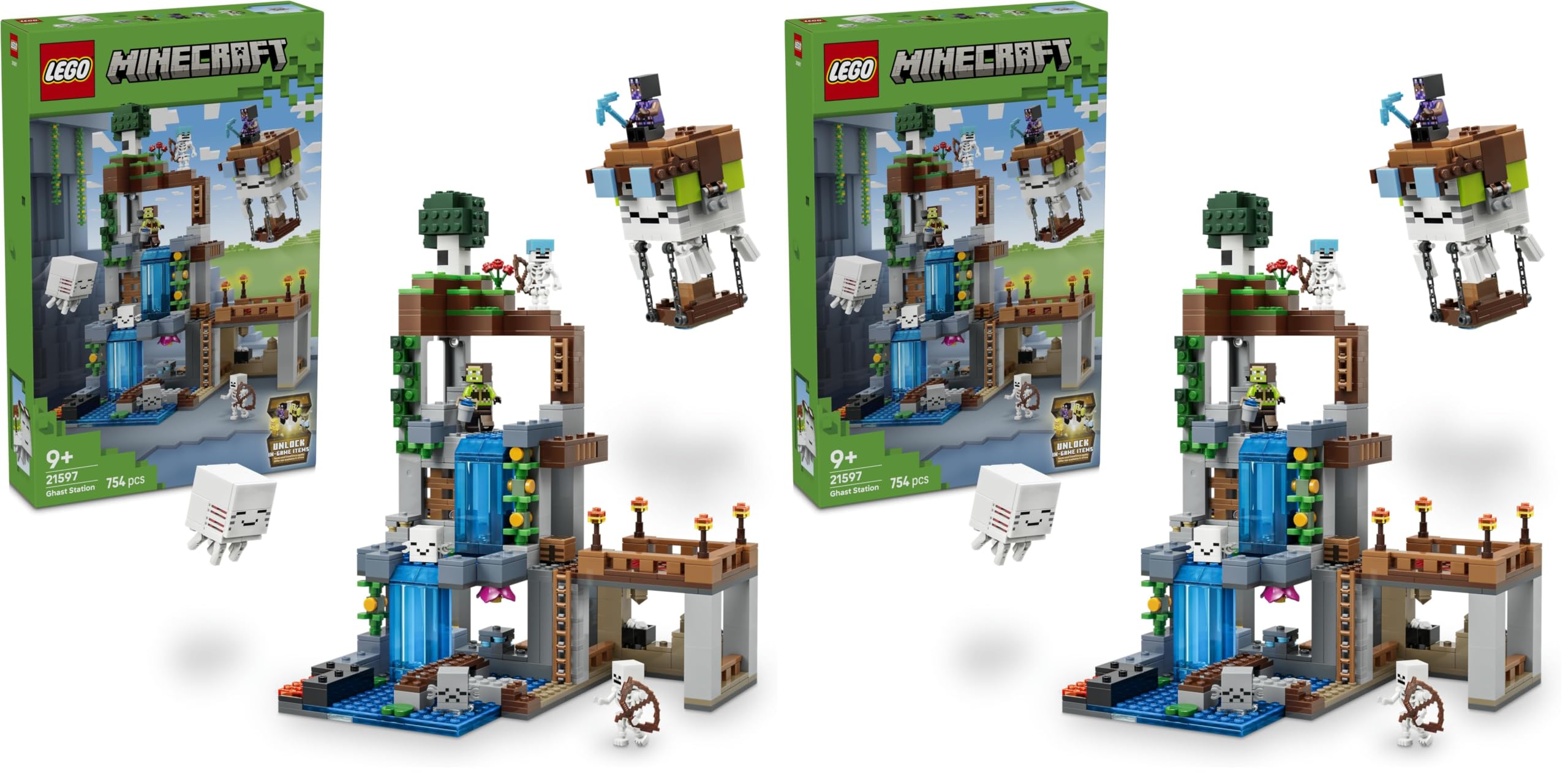 LEGO Minecraft Ghast-Station - Spielzeug mit 8 Figuren inkl. 2 Skelette und 4 Ghasts mit Zubehör - Zimmerdeko für Kinder - Gaming-Geschenk für Jungen, Mädchen und Fans ab 9 Jahren - 21597