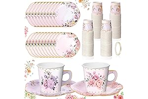 Kids Tea Party Supplies Set - 25 Fluttering Floral Tea Cups and...