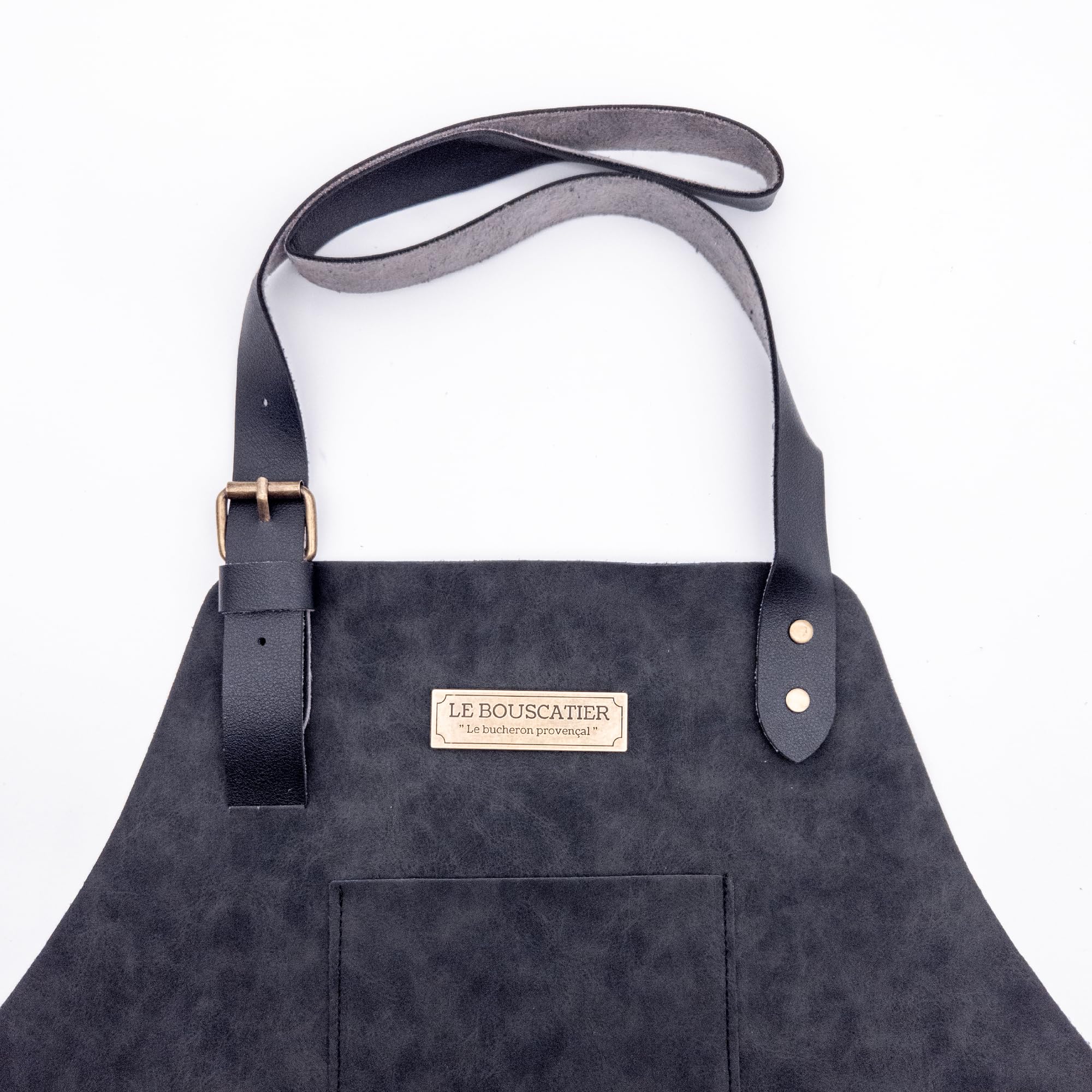 Le Bouscatier - Delantal de cocina de piel para barbacoa, plancha, brasero, parrilla ajustable, resistente y ligero, ideal para cocina exterior e interior, protección de torso y muslos