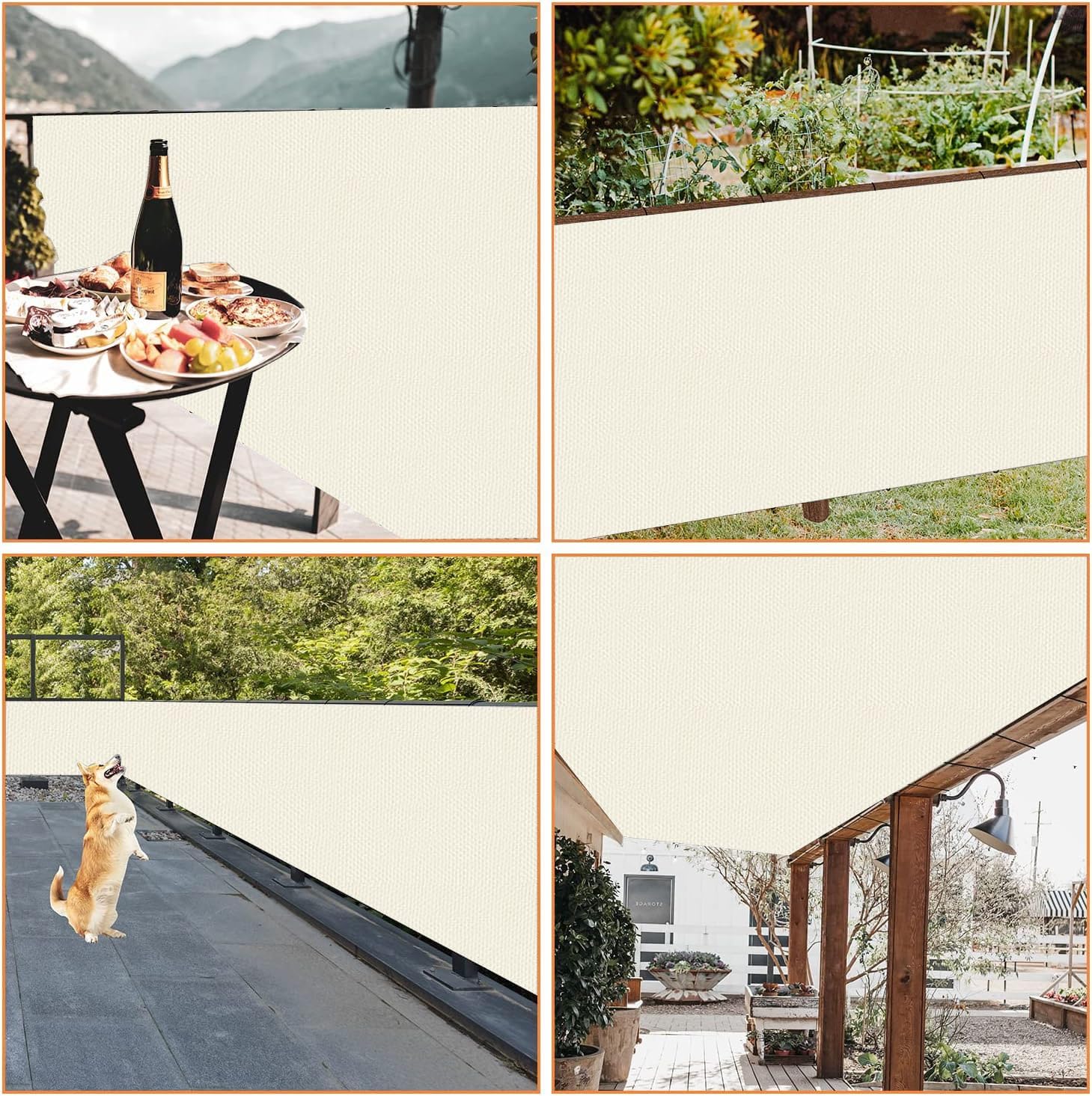 Brise-Vue Balcon Tissu Oxford Écran Jardin Imperméable Résistant Vent 55x800cm Crème