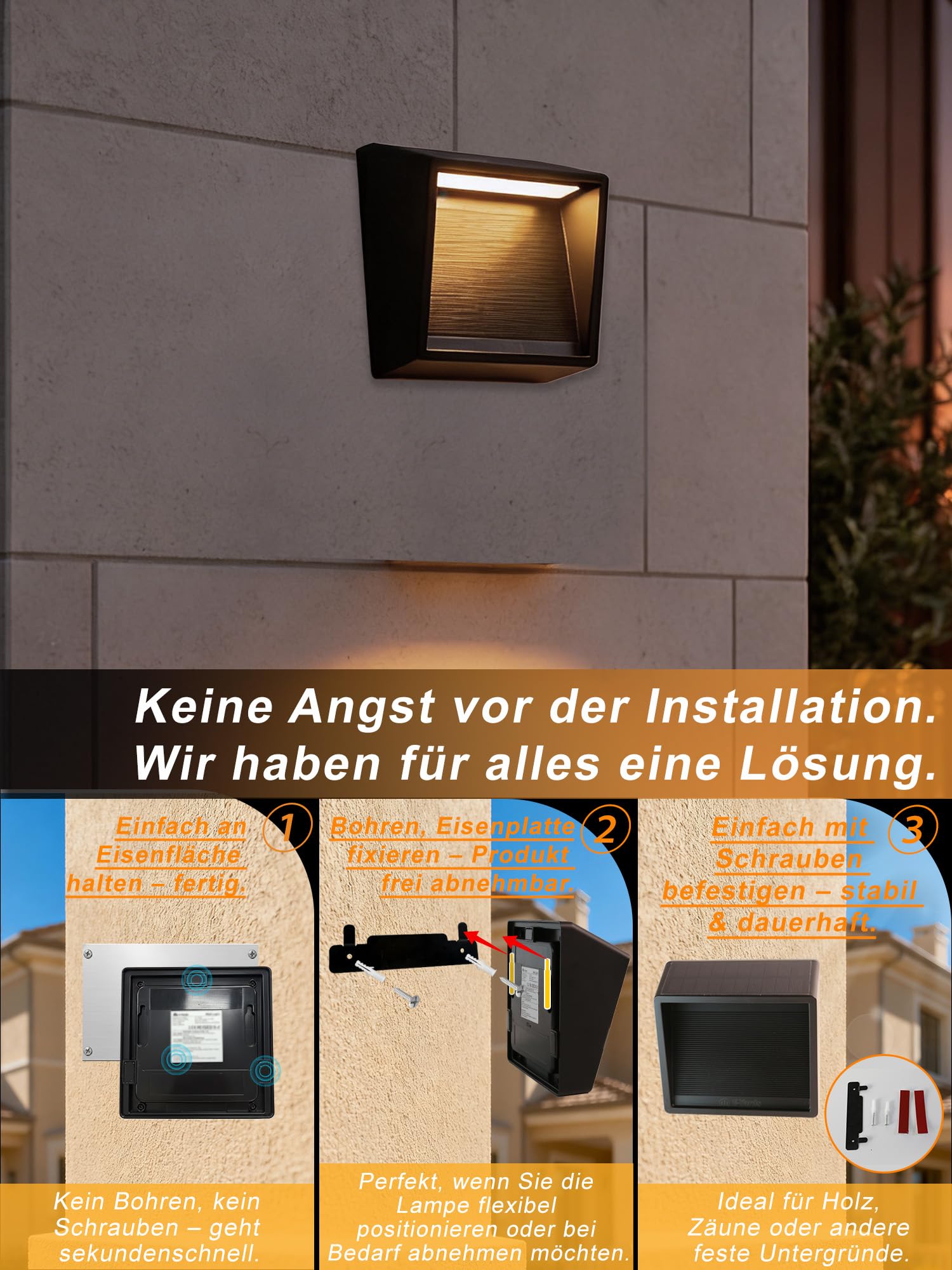 Solarleuchte Außen mit App Steuerung, Bewegungsmelder, 3.8W LED Solar Wandlampe, 3000K Warmweiß, IP65 Wasserdicht, Smart Gartenleuchte für Terrasse, Hof, Garage, 2 Stück