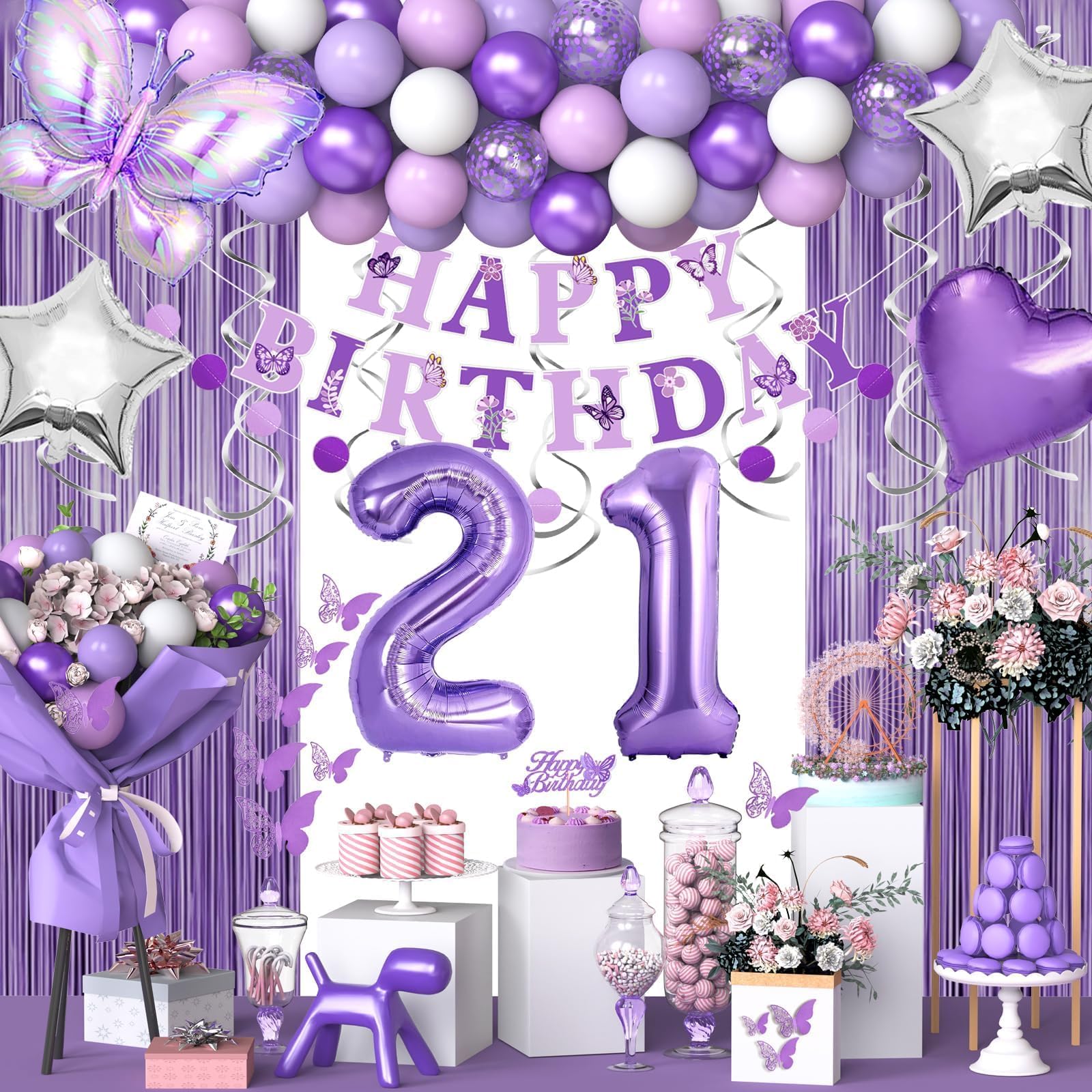 Amazon.com: 21st Purple Birthday Decorations for Women, Purple Pink 21st Birthday Decorations Butterfly Theme Lavender Party Decor Set with Number Balloons, Banner, Sash, Butterfly Stickers : Toys & Games Amazon.com: 21st Purple Birthday Decorations for Women, Purple Pink 21st Birthday Decorations Butterfly Theme Lavender Party Decor Set with Number Balloons, Banner, Sash, Butterfly Stickers : Toys & Games