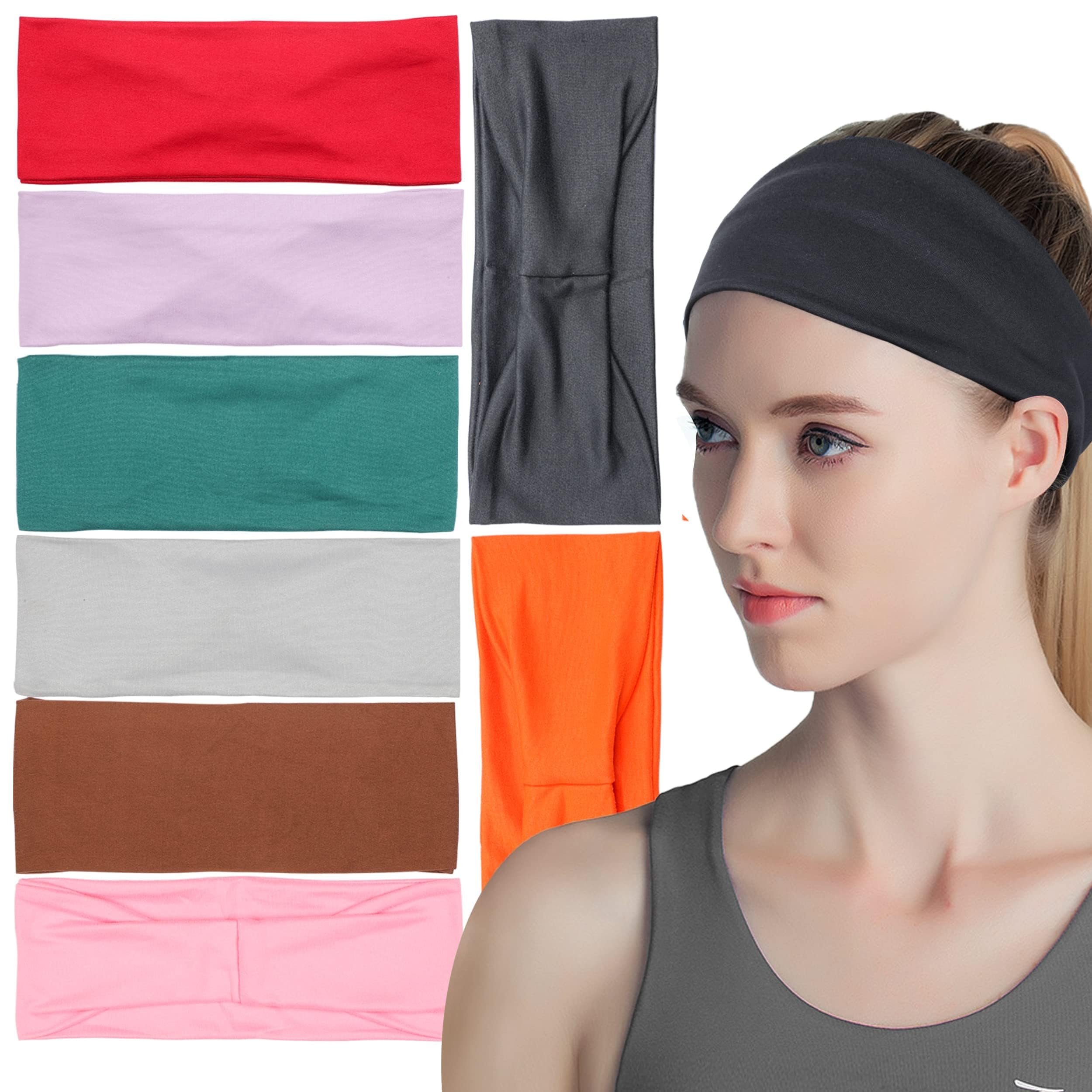 Multicolor Headbands Pack - 08 Elastic, Trendy Boho Headbands for Women, Girls, Exercise & Yoga (Spring)